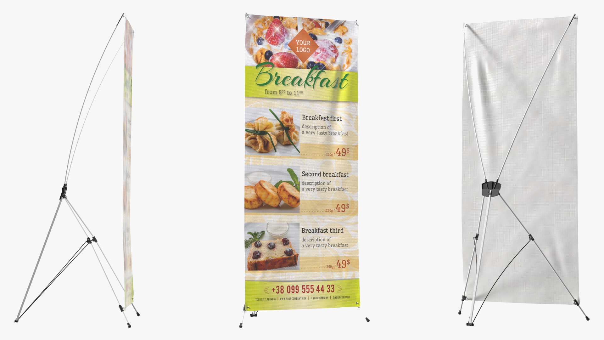 Banner Stand with Breakfast Menu 3D