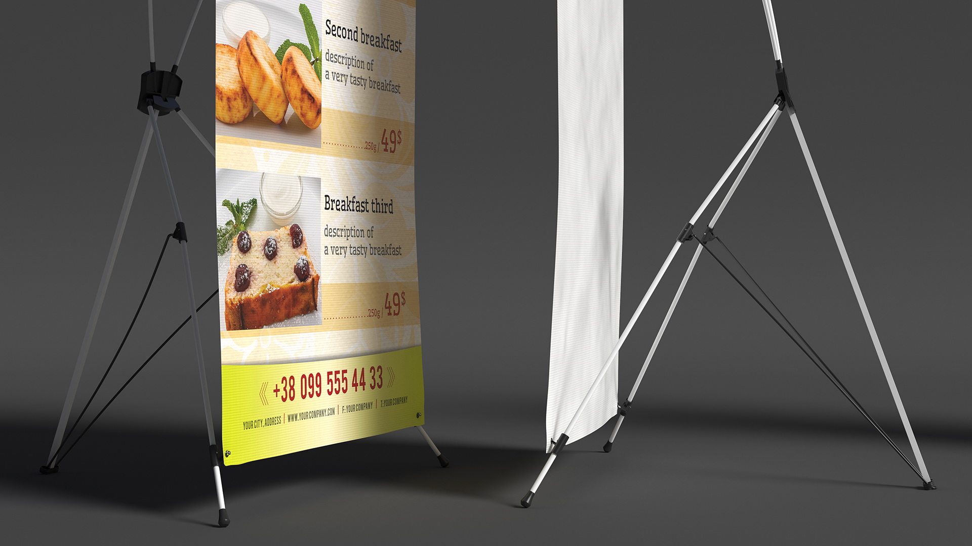 Banner Stand with Breakfast Menu 3D