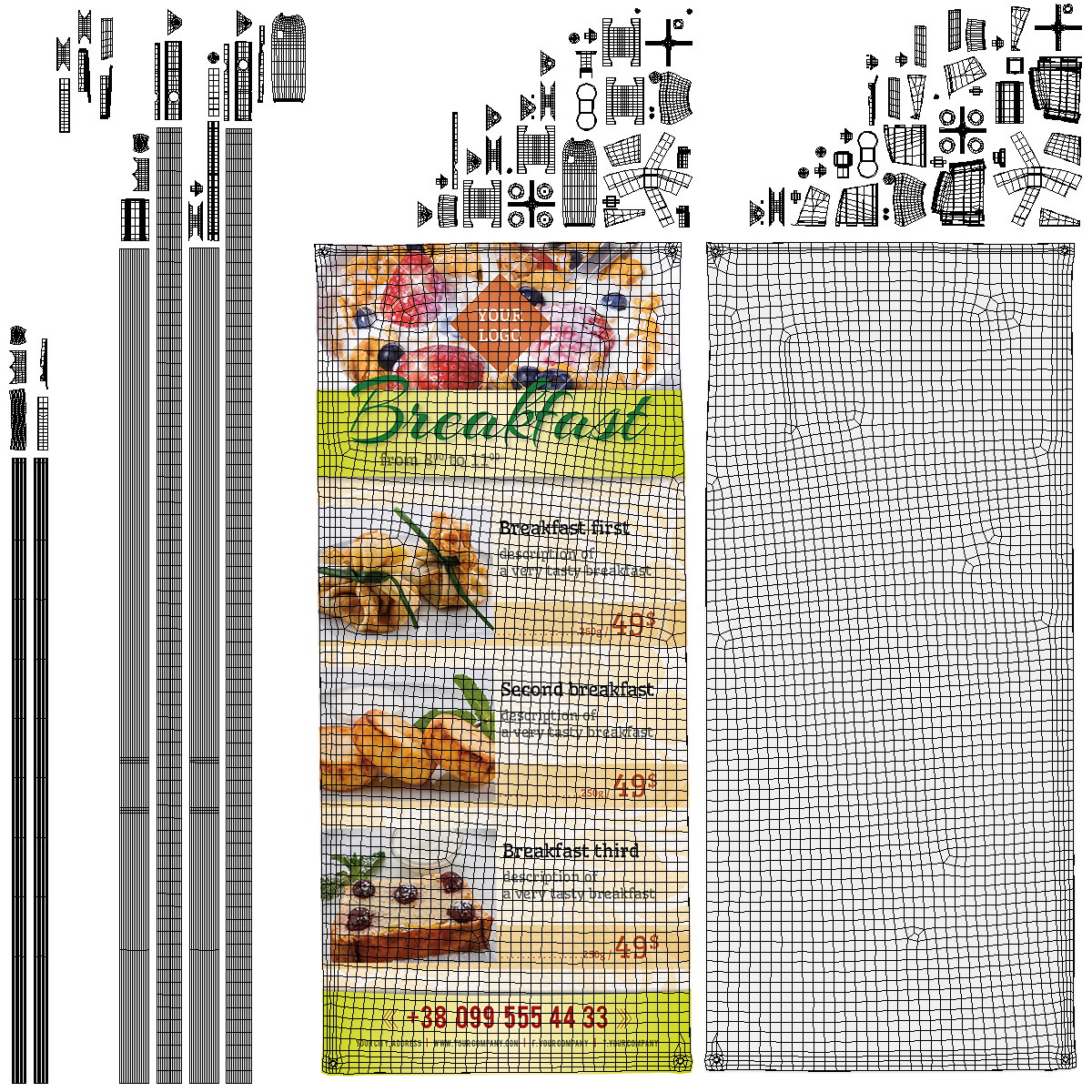 Banner Stand with Breakfast Menu 3D