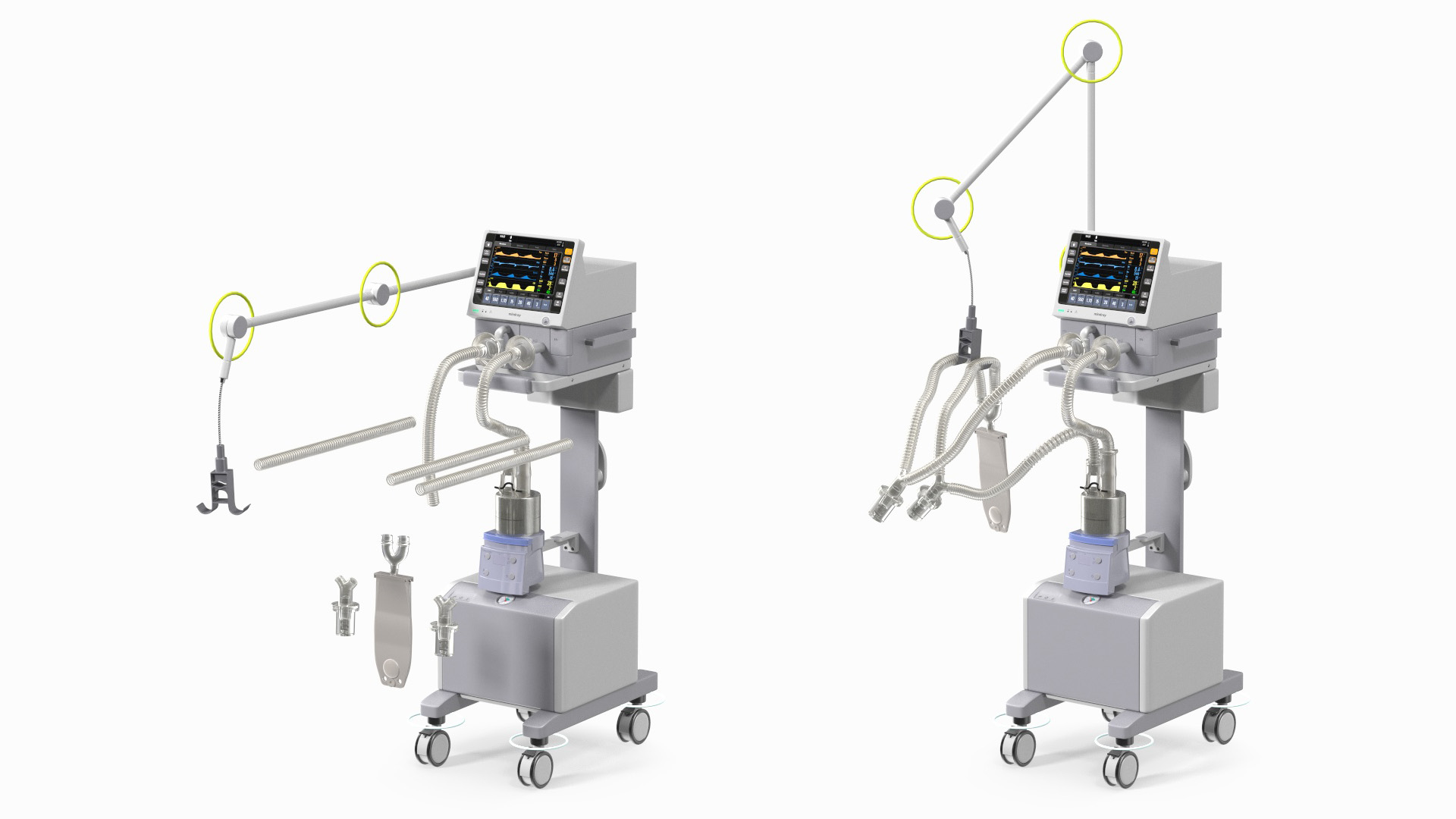 3D Mechanical Ventilator System Mindray Rigged model