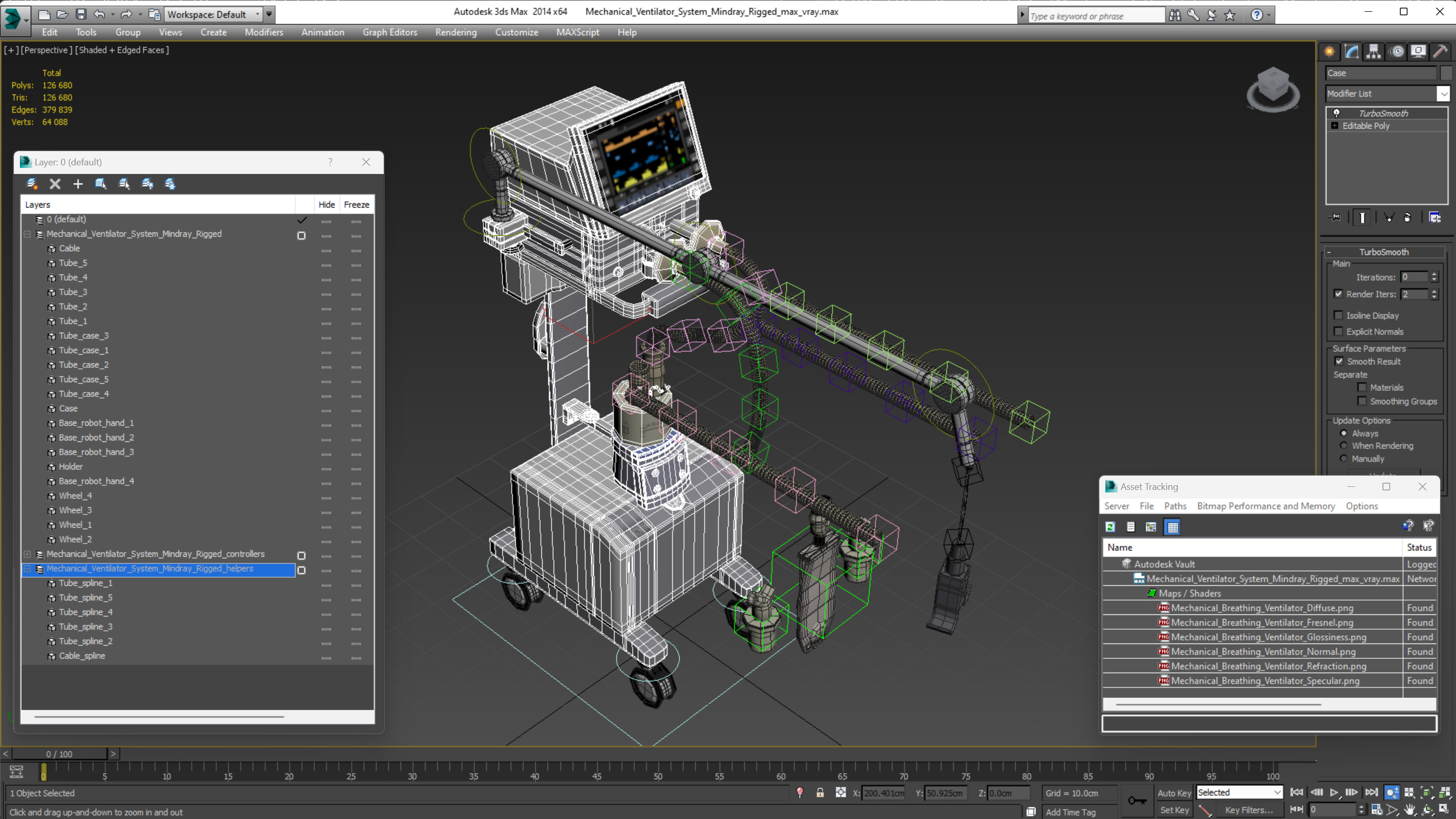 3D Mechanical Ventilator System Mindray Rigged model