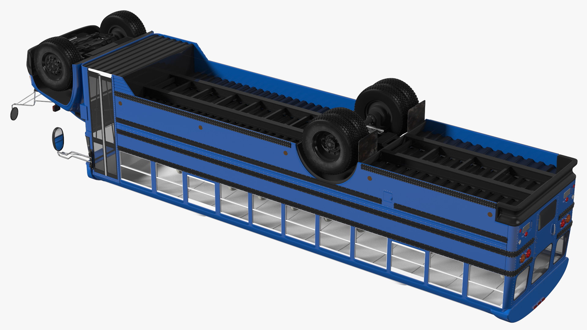 3D Blue Bird Commercial Bus Rigged