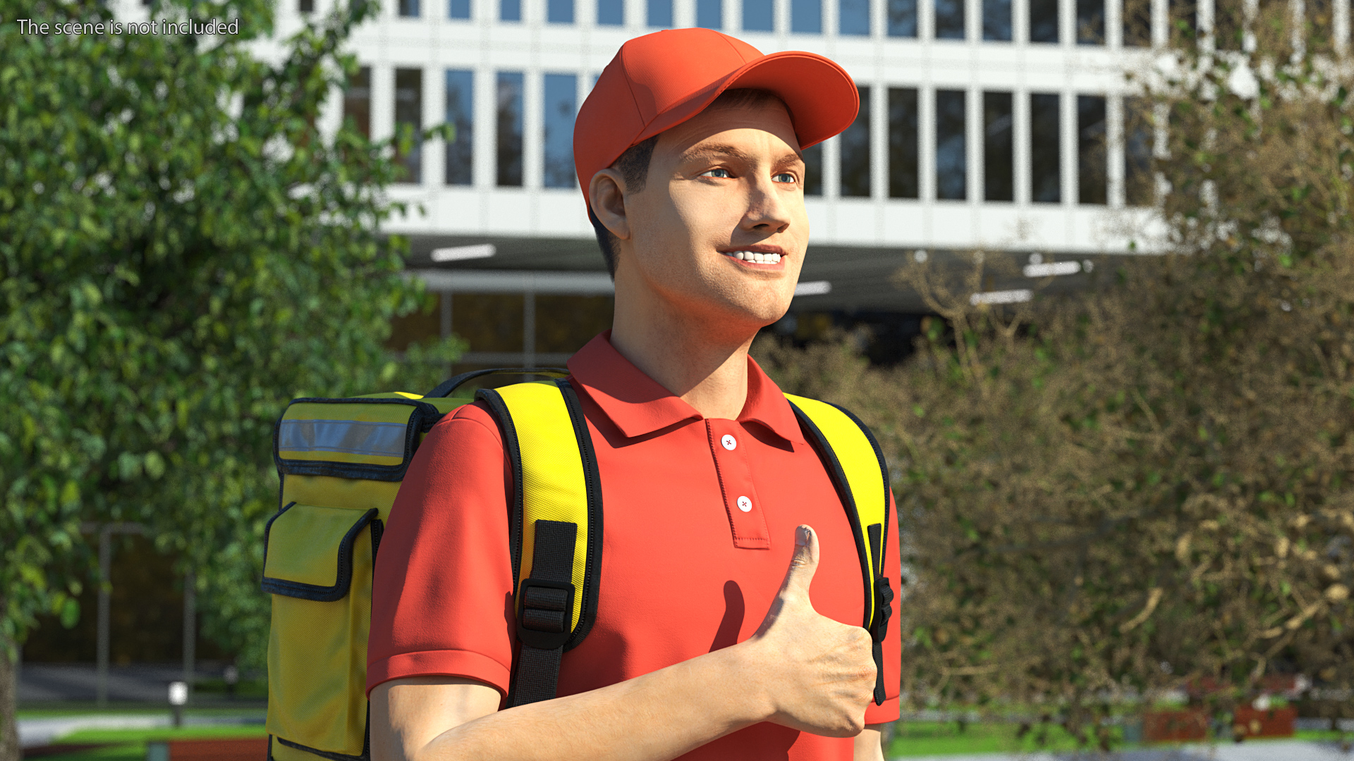 3D Food Delivery Man Thumbs Up Pose Fur