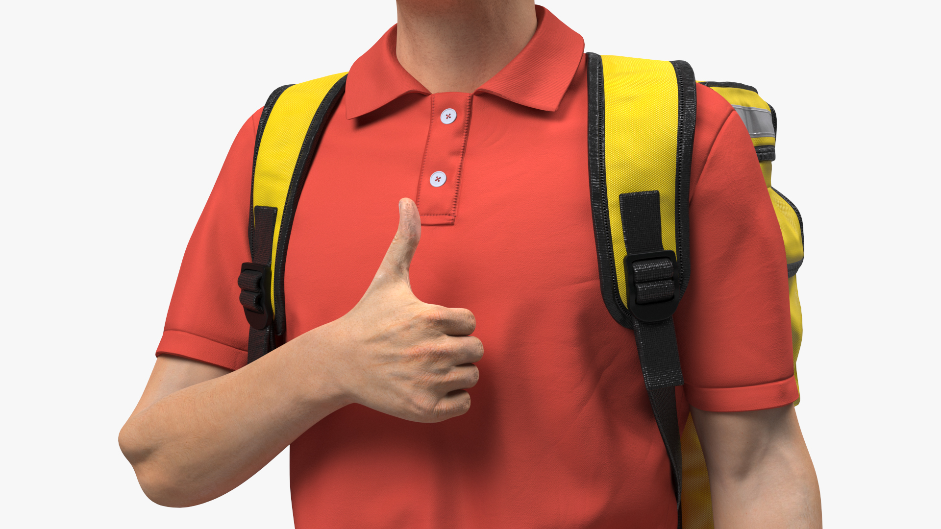 3D Food Delivery Man Thumbs Up Pose Fur