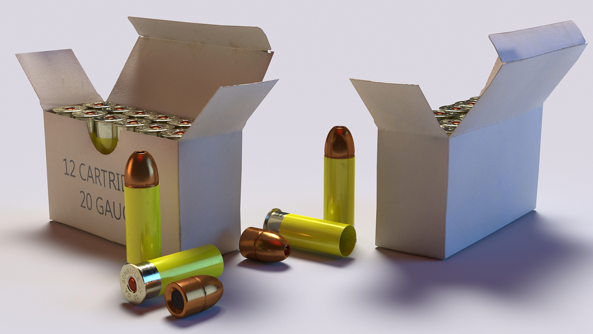 3D Box of 20 Gauge Shotgun Slug Ammo model