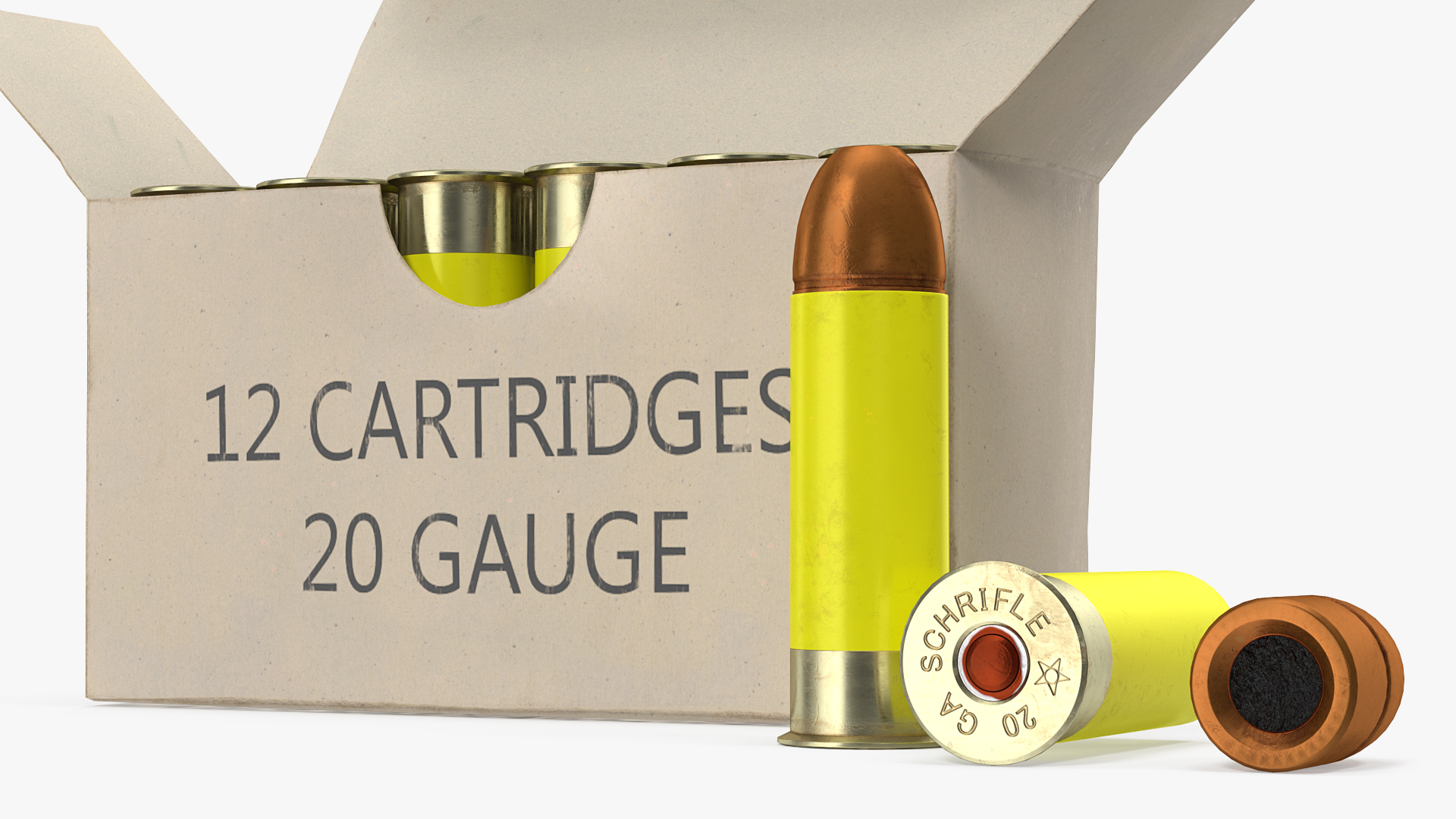 3D Box of 20 Gauge Shotgun Slug Ammo model