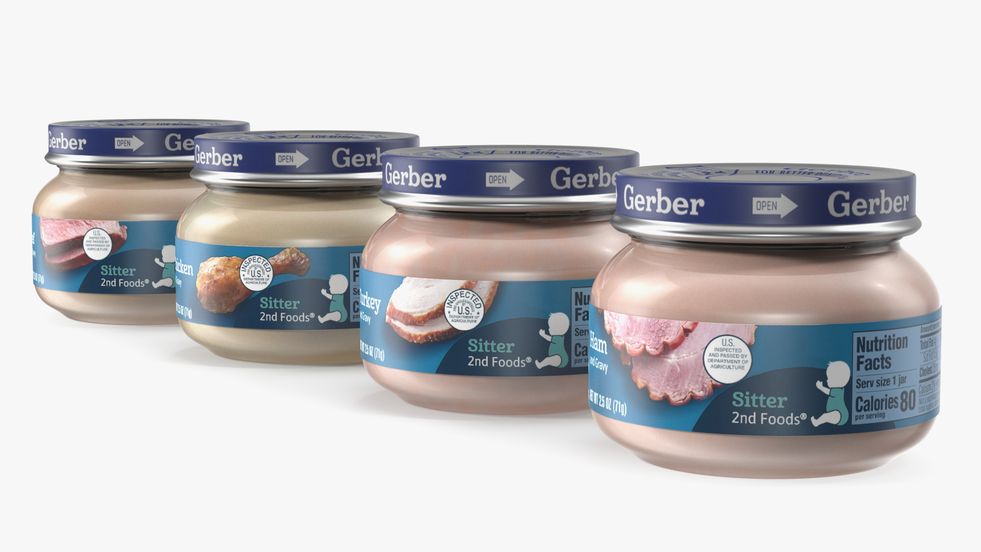 Gerber Baby Food Jars 71g Set 3D model