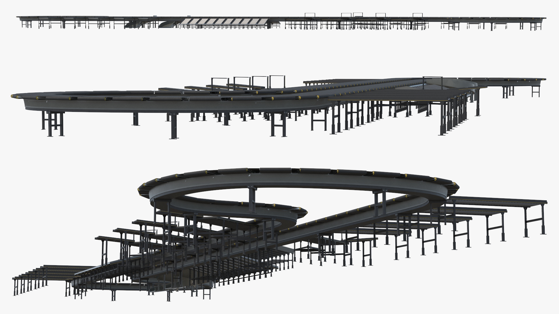 Cross Belt Sorter Rigged 3D model