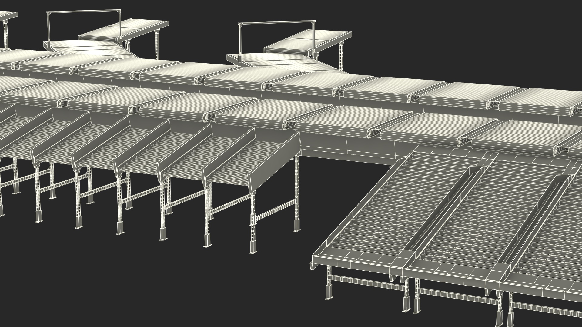 Cross Belt Sorter Rigged 3D model