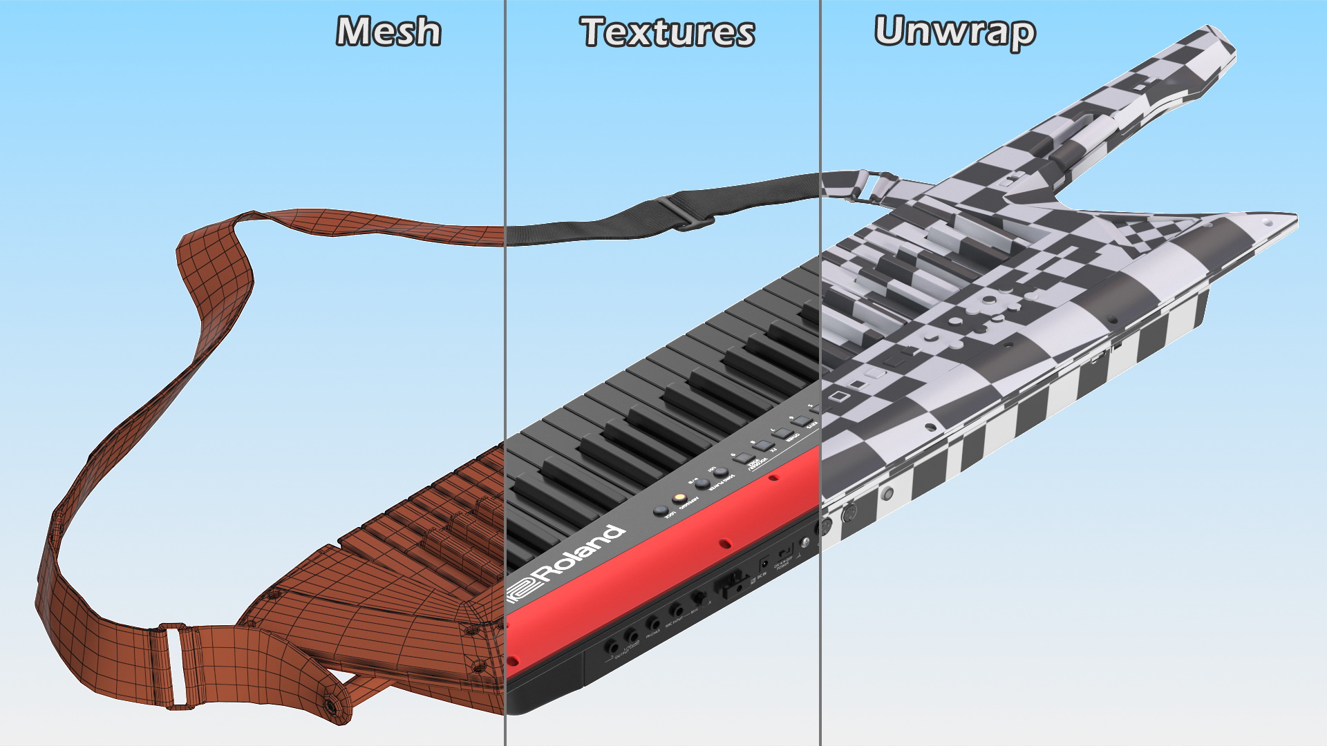 Roland AX Edge Keytar Black 3D