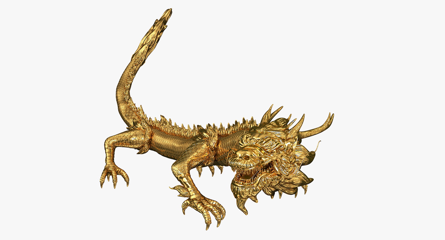 3D Golden Chinese Dragon Rigged model