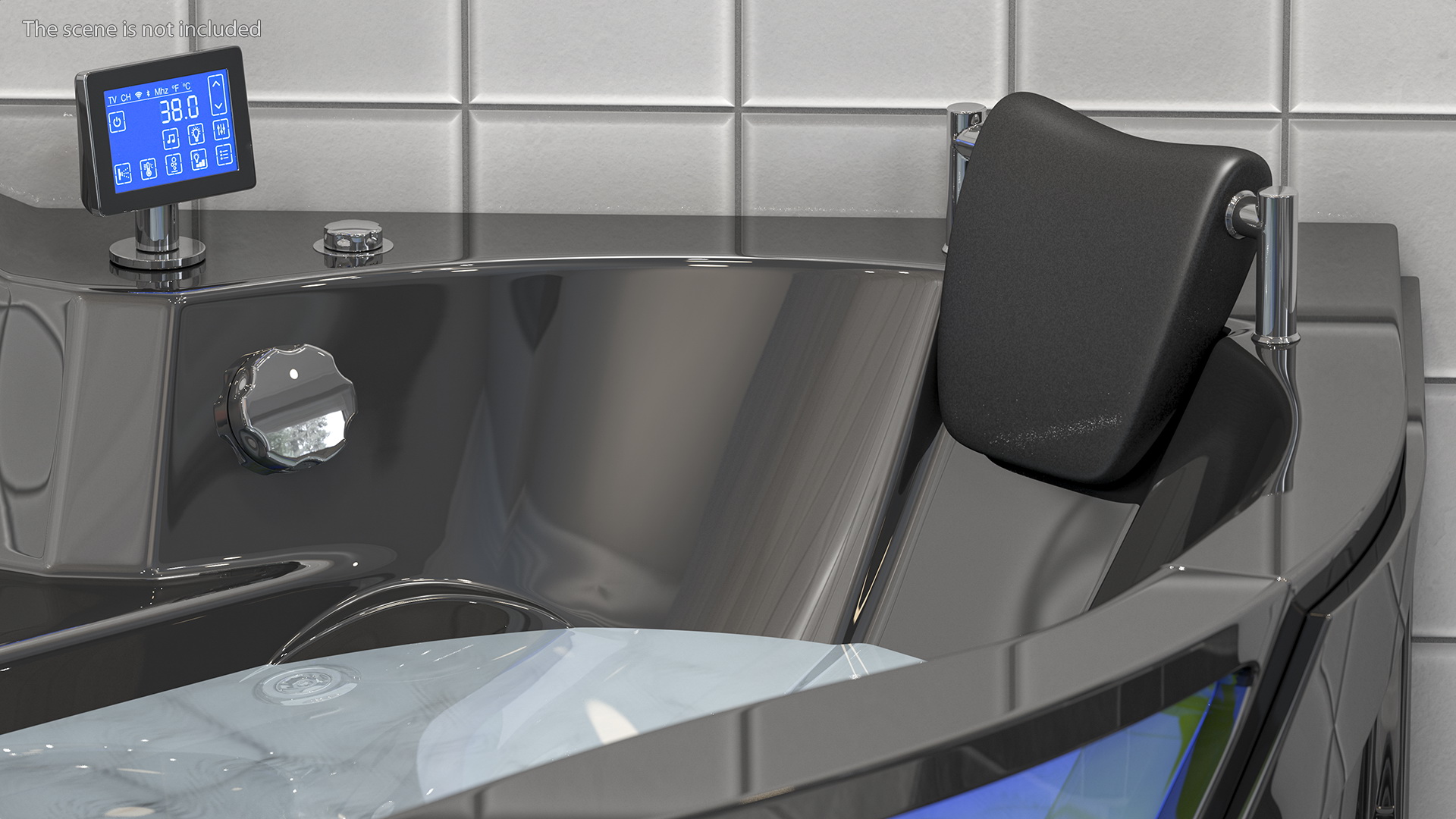 Modern Whirlpool Corner Bathtub Black 3D