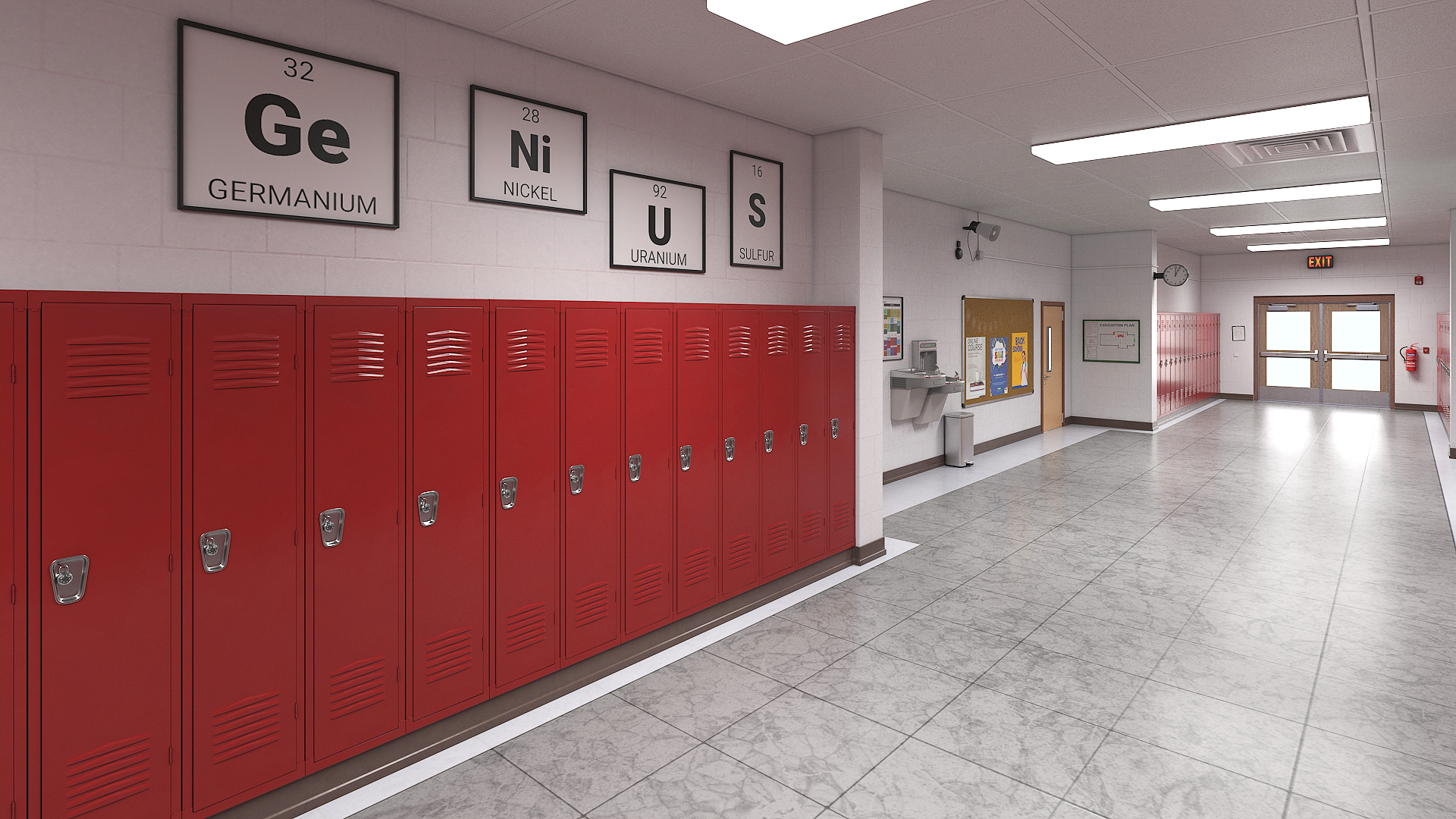 High School Hallway 3D model