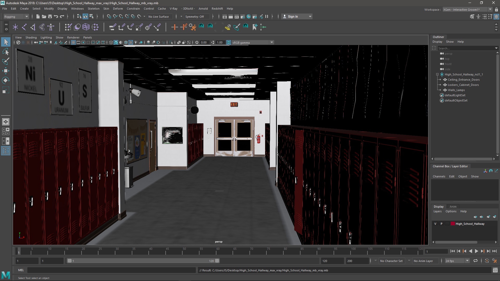 High School Hallway 3D model