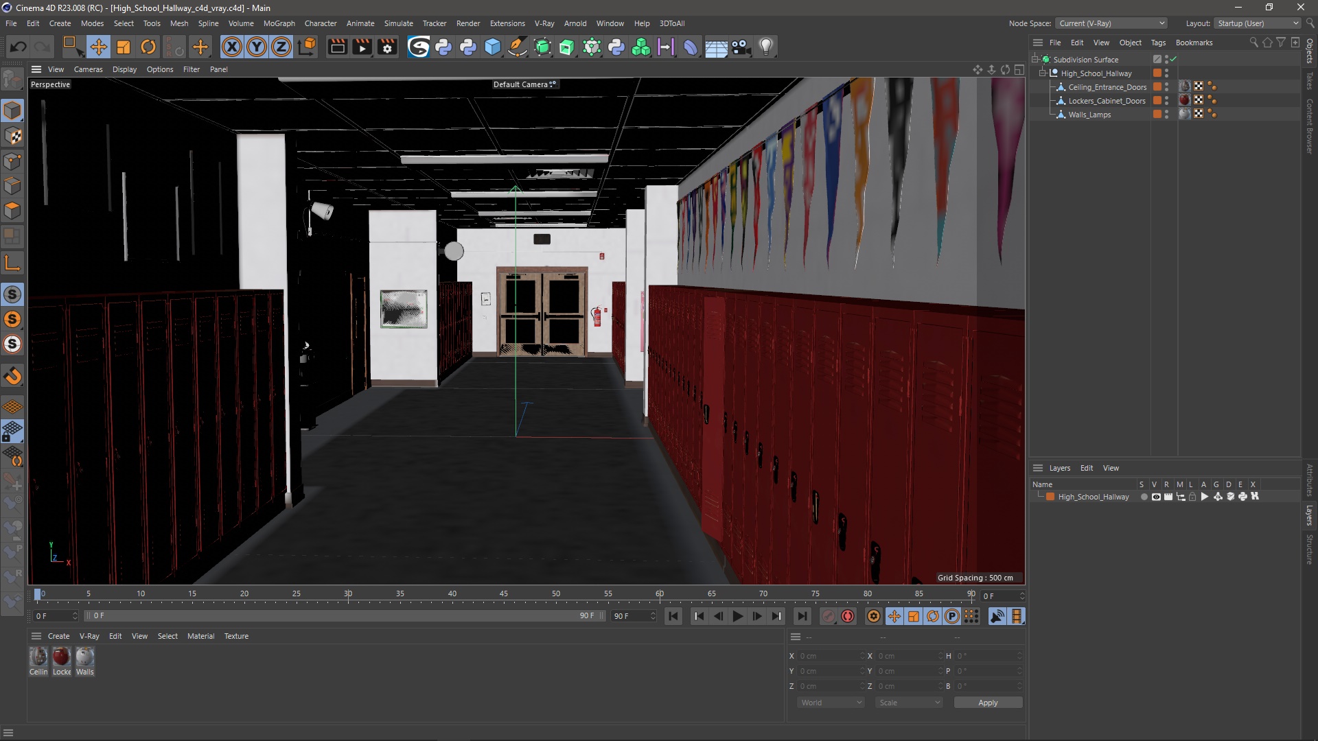 High School Hallway 3D model