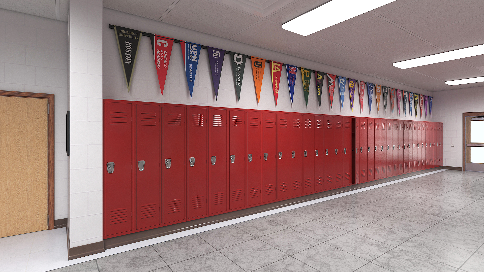 High School Hallway 3D model