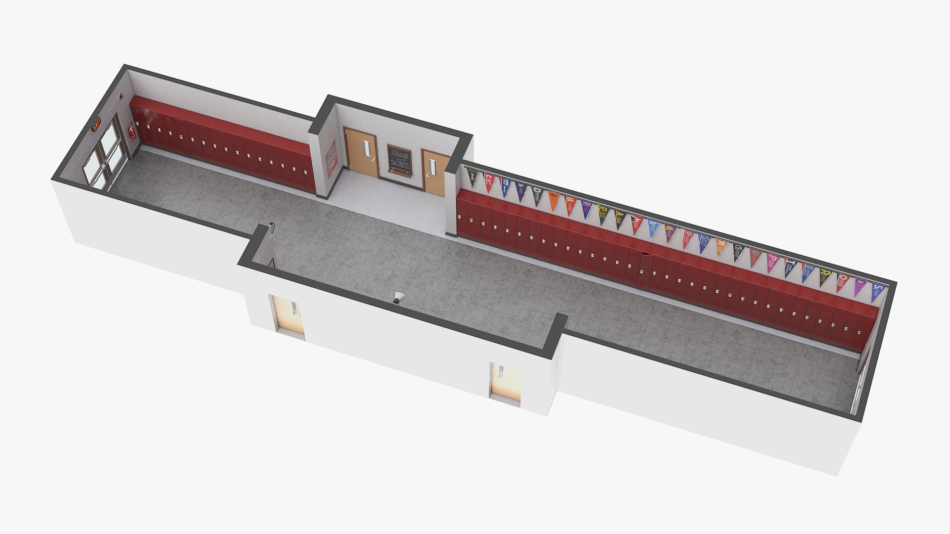 High School Hallway 3D model