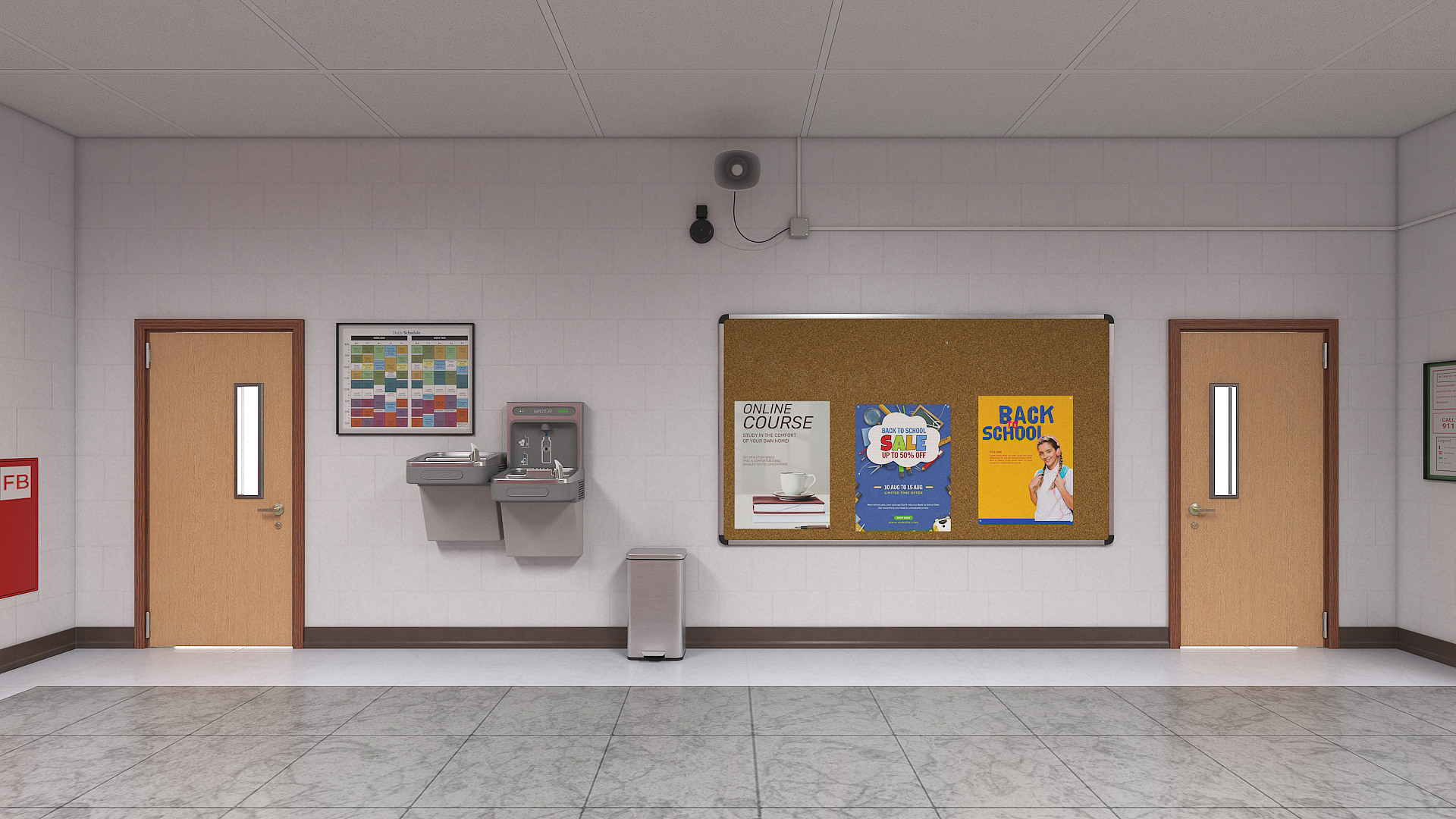 High School Hallway 3D model