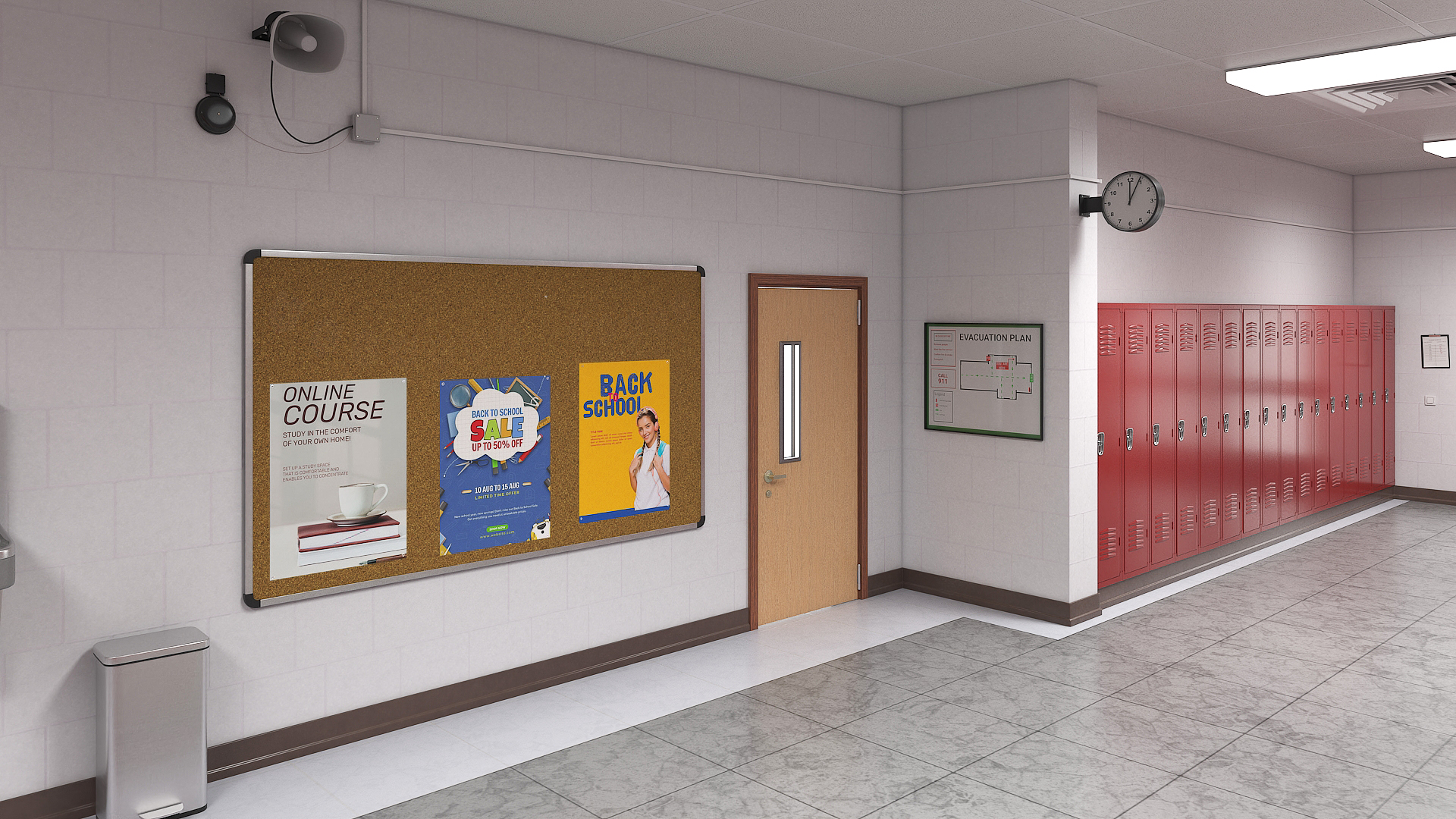 High School Hallway 3D model