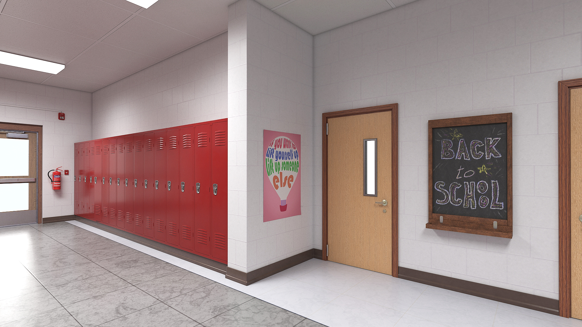 High School Hallway 3D model