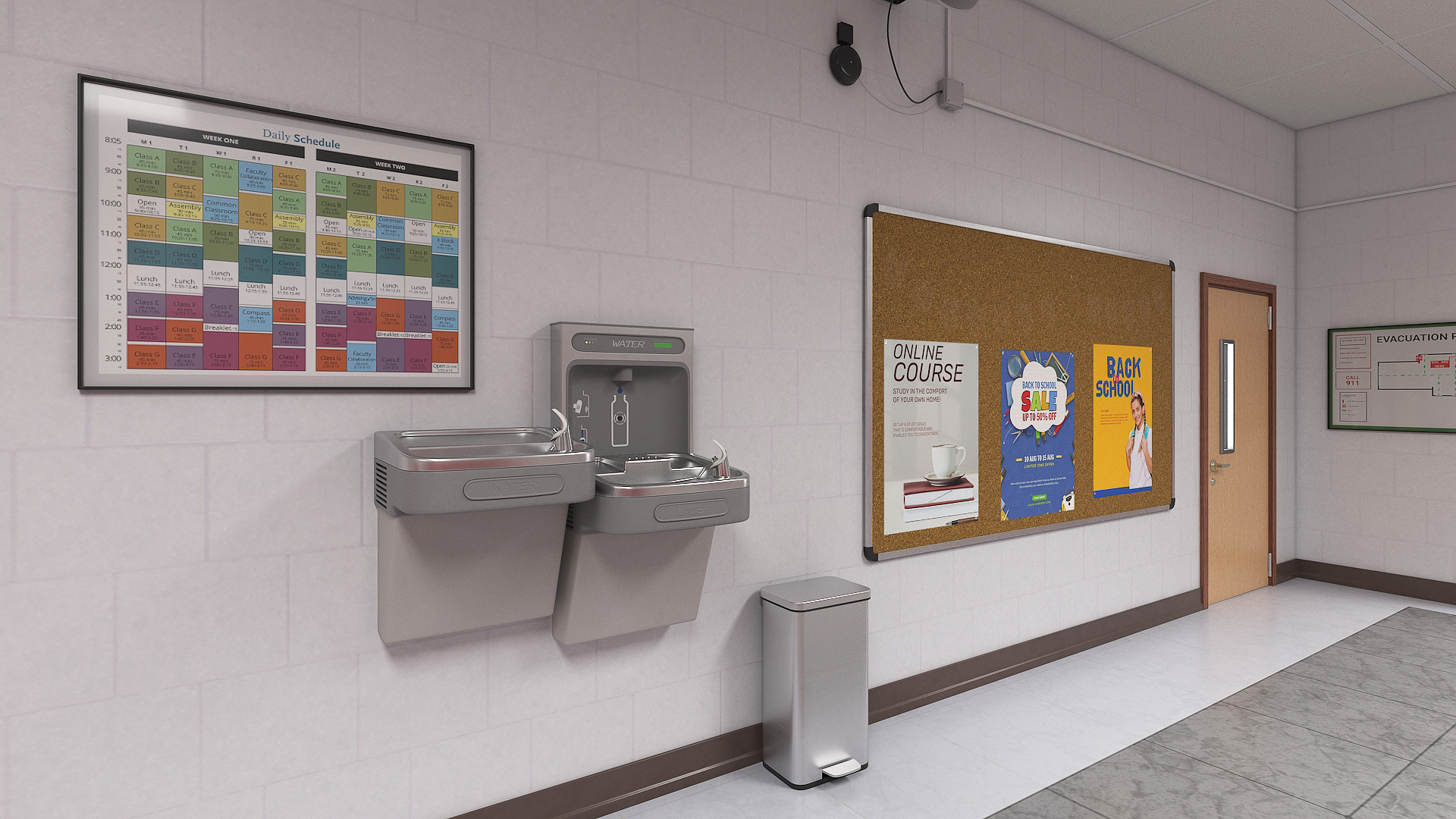 High School Hallway 3D model