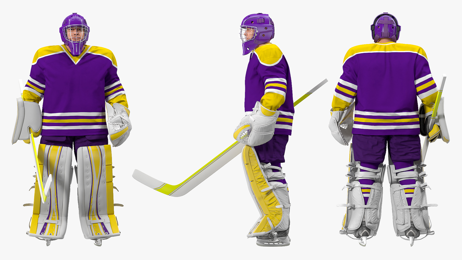 3D Hockey Goalkeeper Fully Equipped Standing Pose