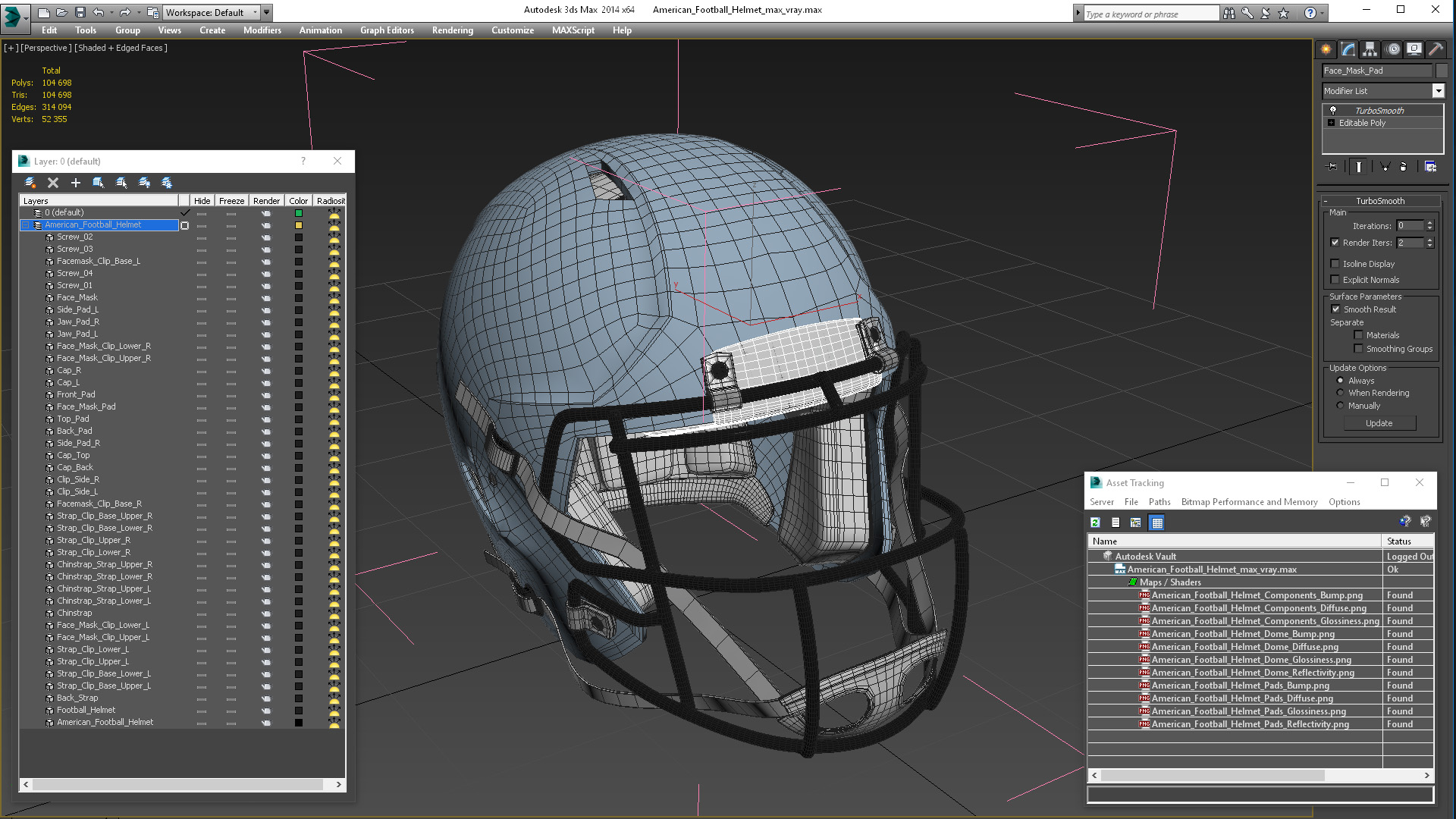 American Football Helmet 3D model