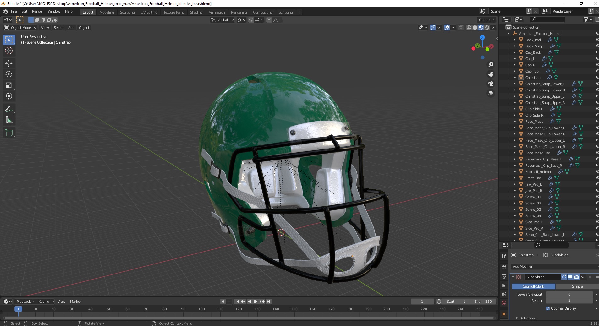 American Football Helmet 3D model