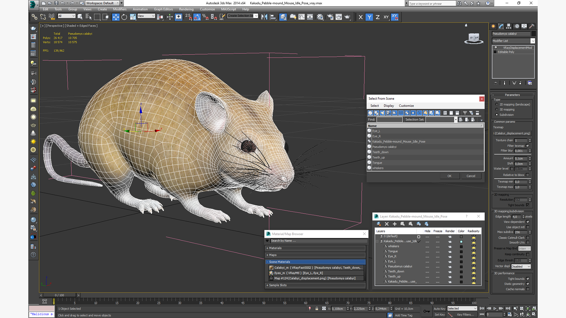 3D model Kakadu Pebble-mound Mouse Idle Pose