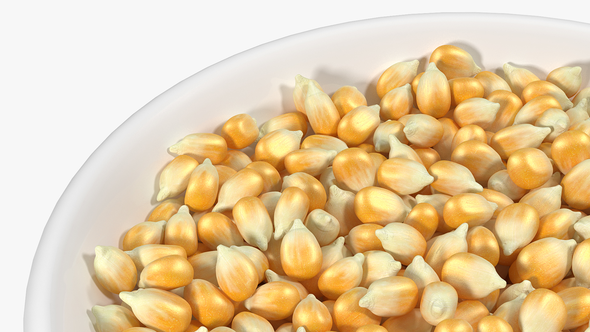 3D Corn Seeds in Ceramic Bowl