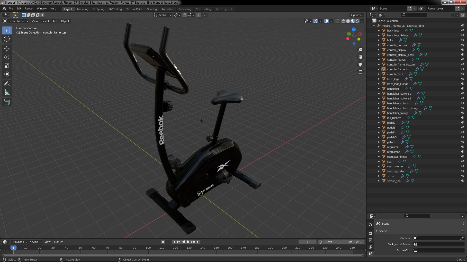 3D Reebok Fitness Z7 Exercise Bike