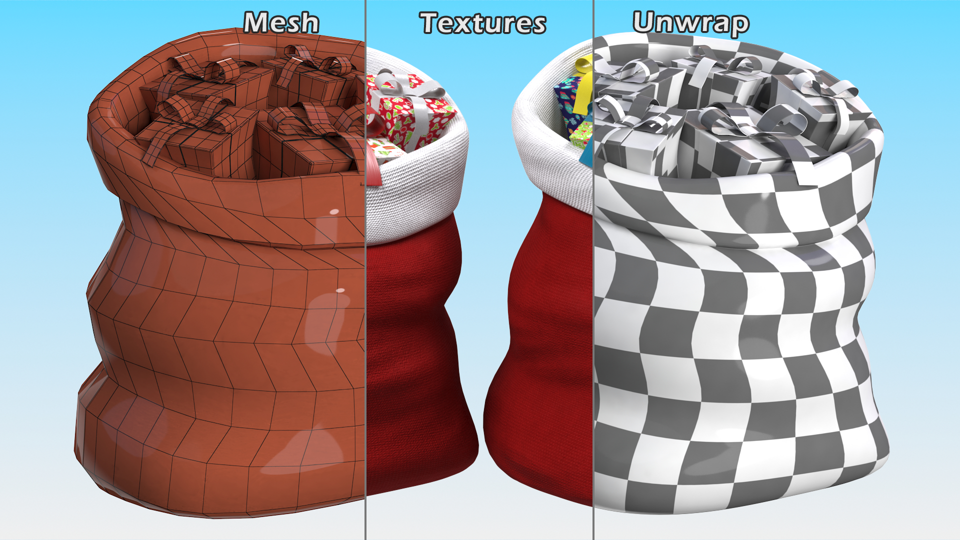 3D Santa Gifts Bag Cartoon model