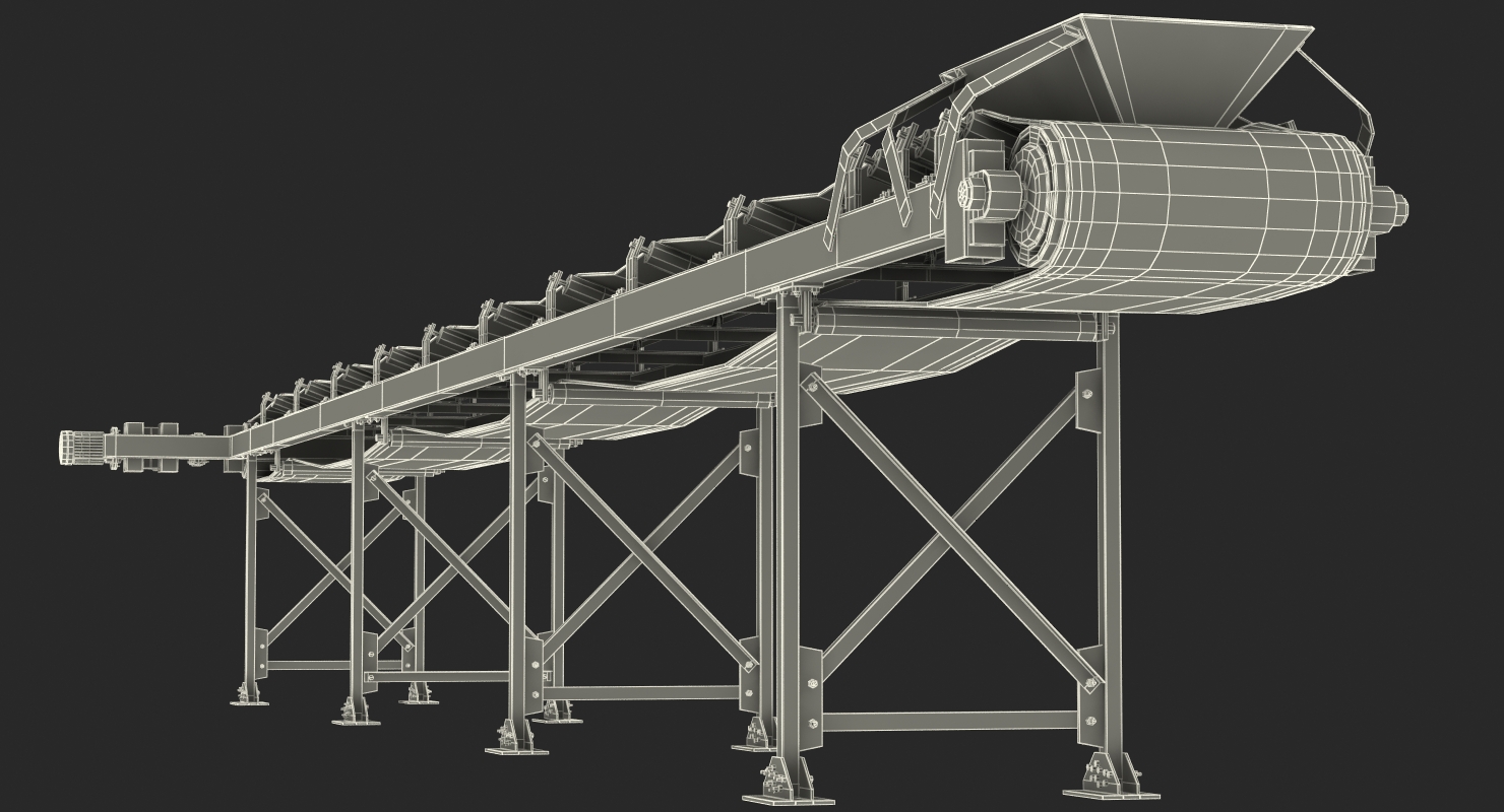 Industrial Belt Conveyor 3D model