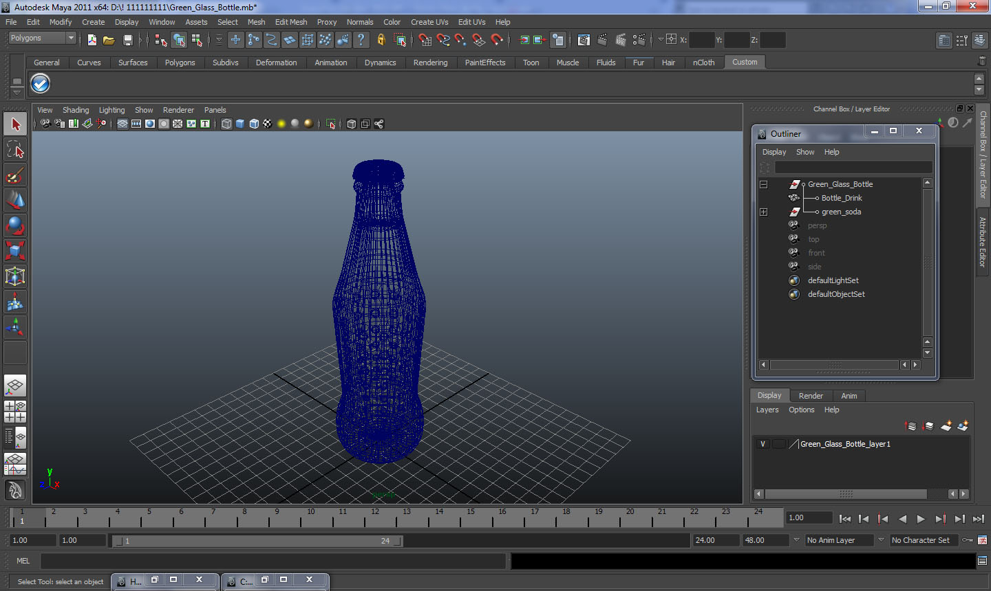 3D Green Glass Bottle model