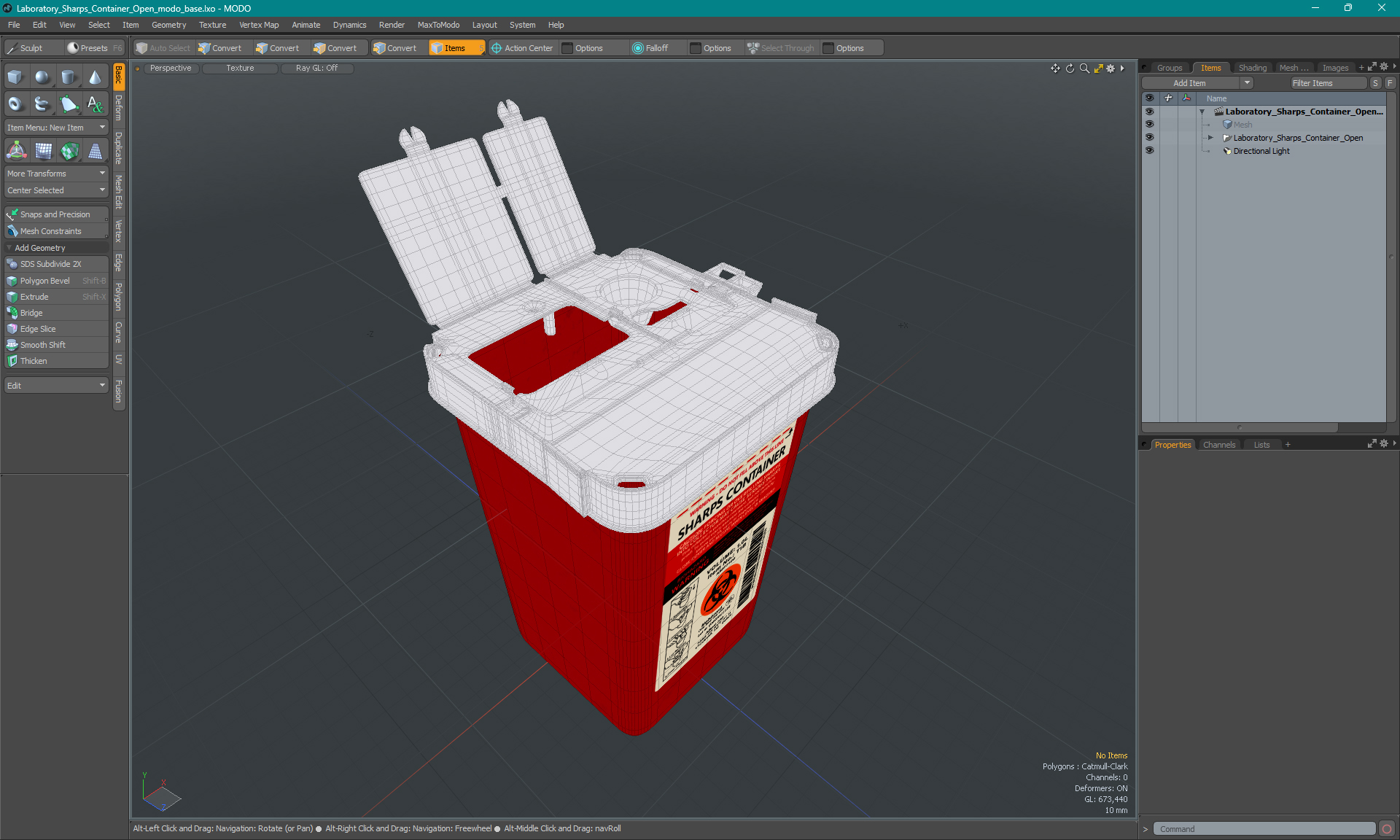 Laboratory Sharps Container Open 3D