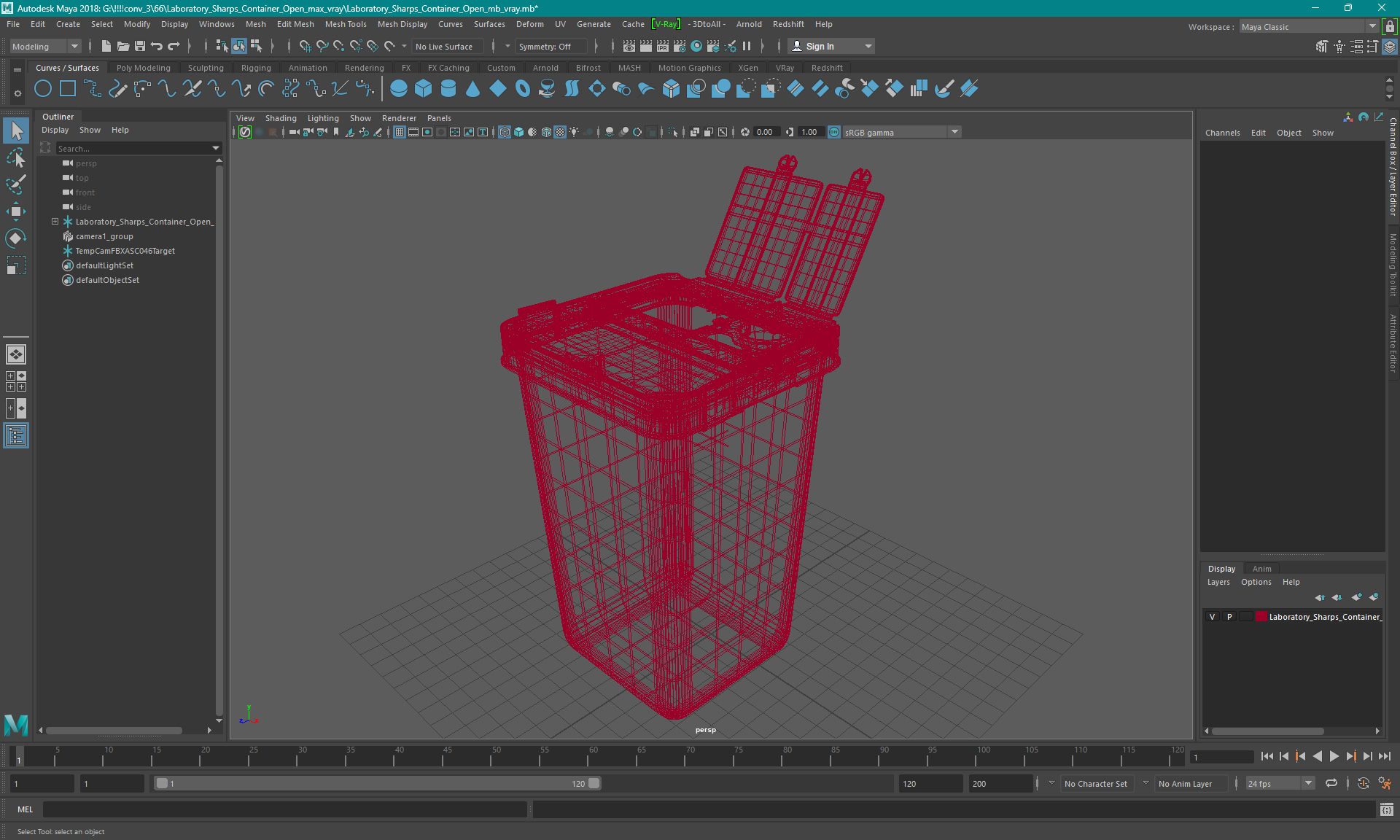 Laboratory Sharps Container Open 3D