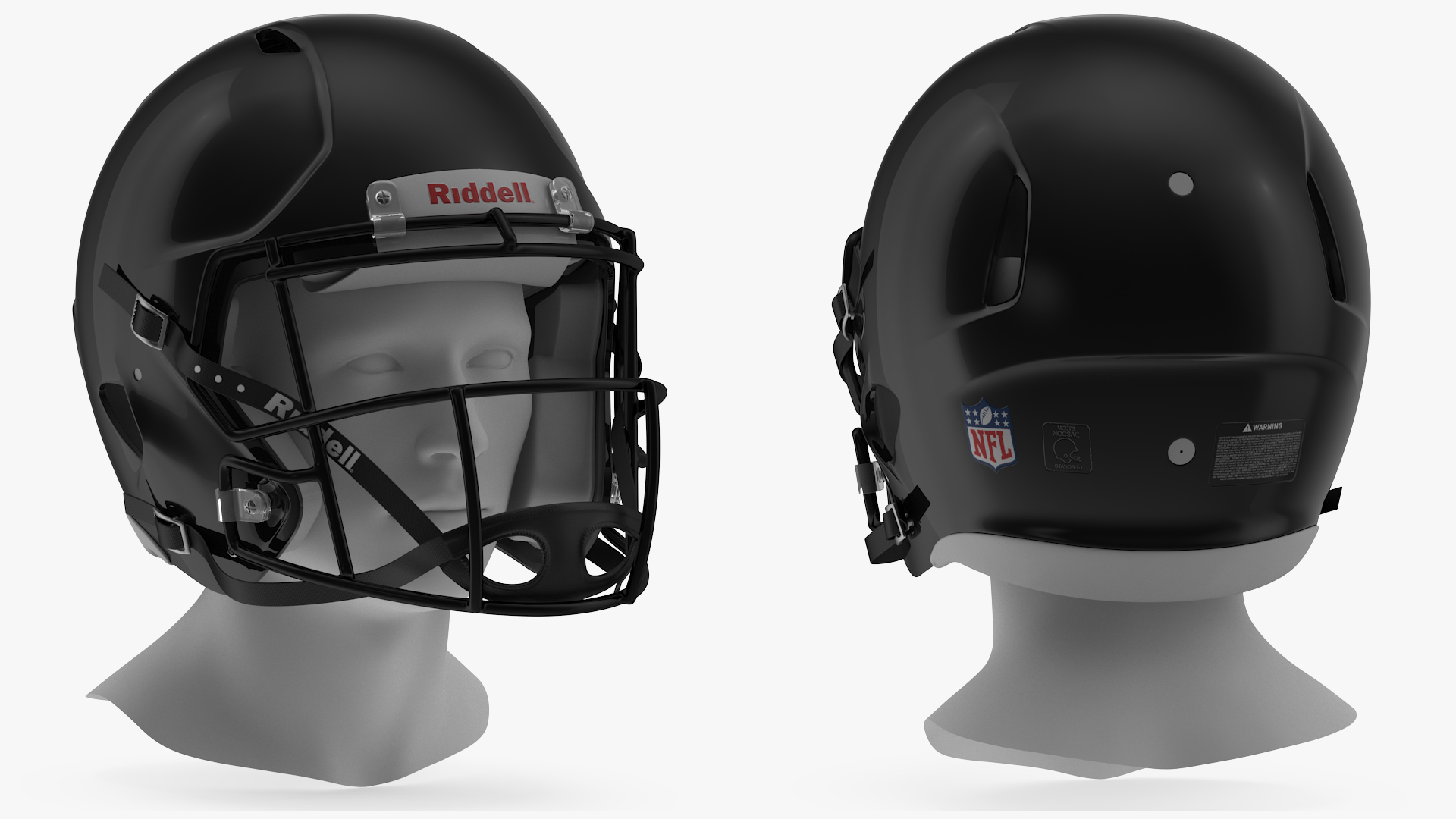 Helmet 3 Riddell On Mannequin Head 3D model