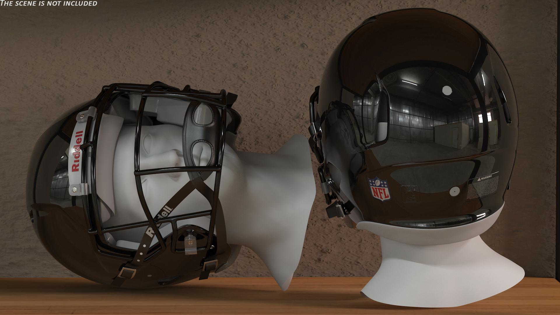 Helmet 3 Riddell On Mannequin Head 3D model