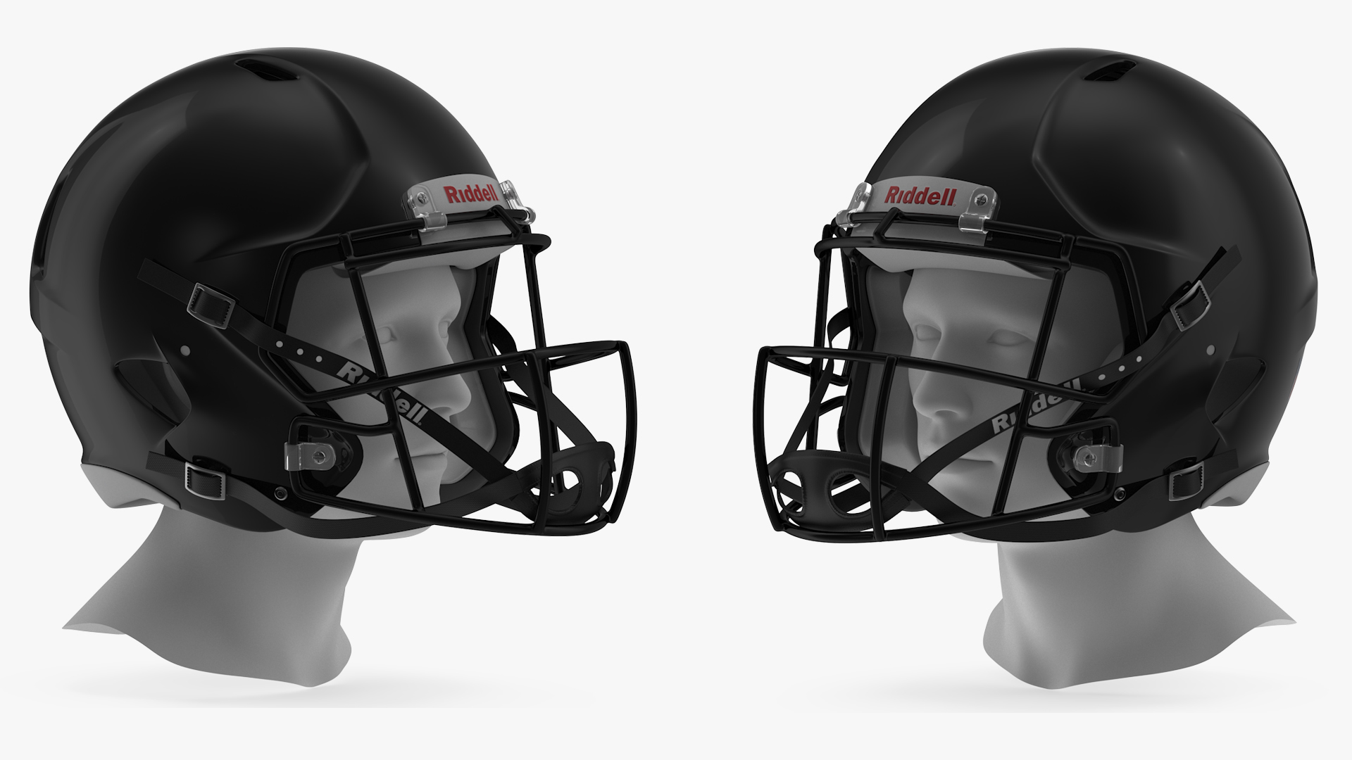 Helmet 3 Riddell On Mannequin Head 3D model