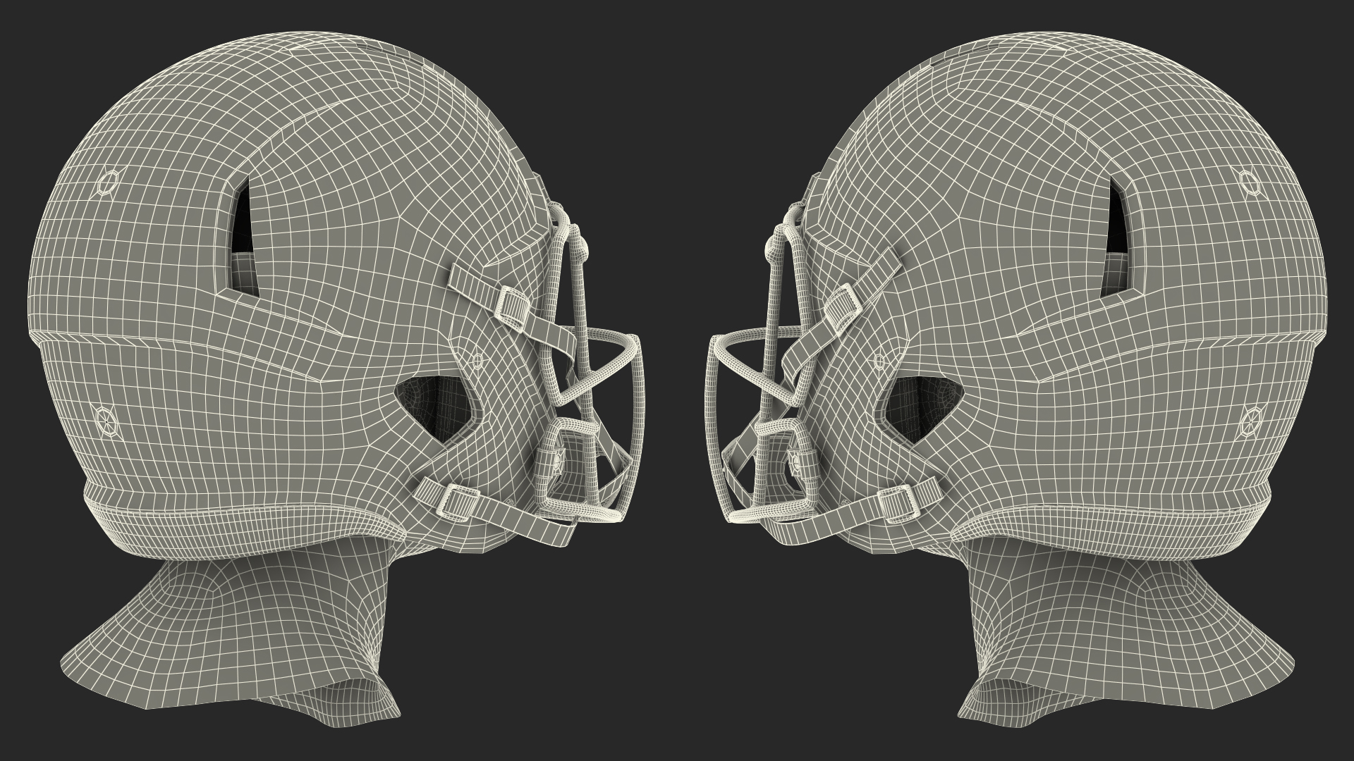 Helmet 3 Riddell On Mannequin Head 3D model