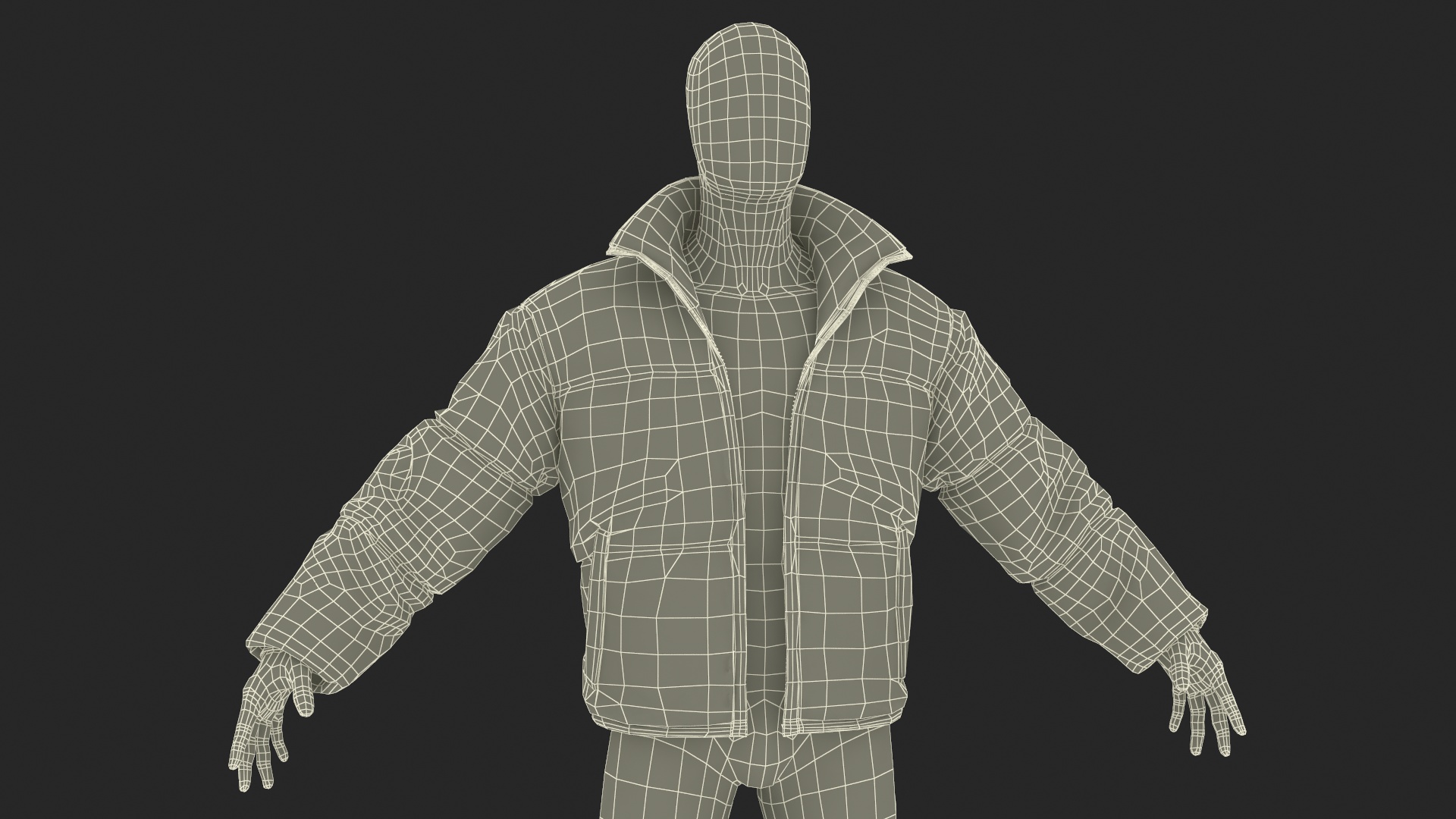 3D model Mens Jacket Oversized Black on Mannequin