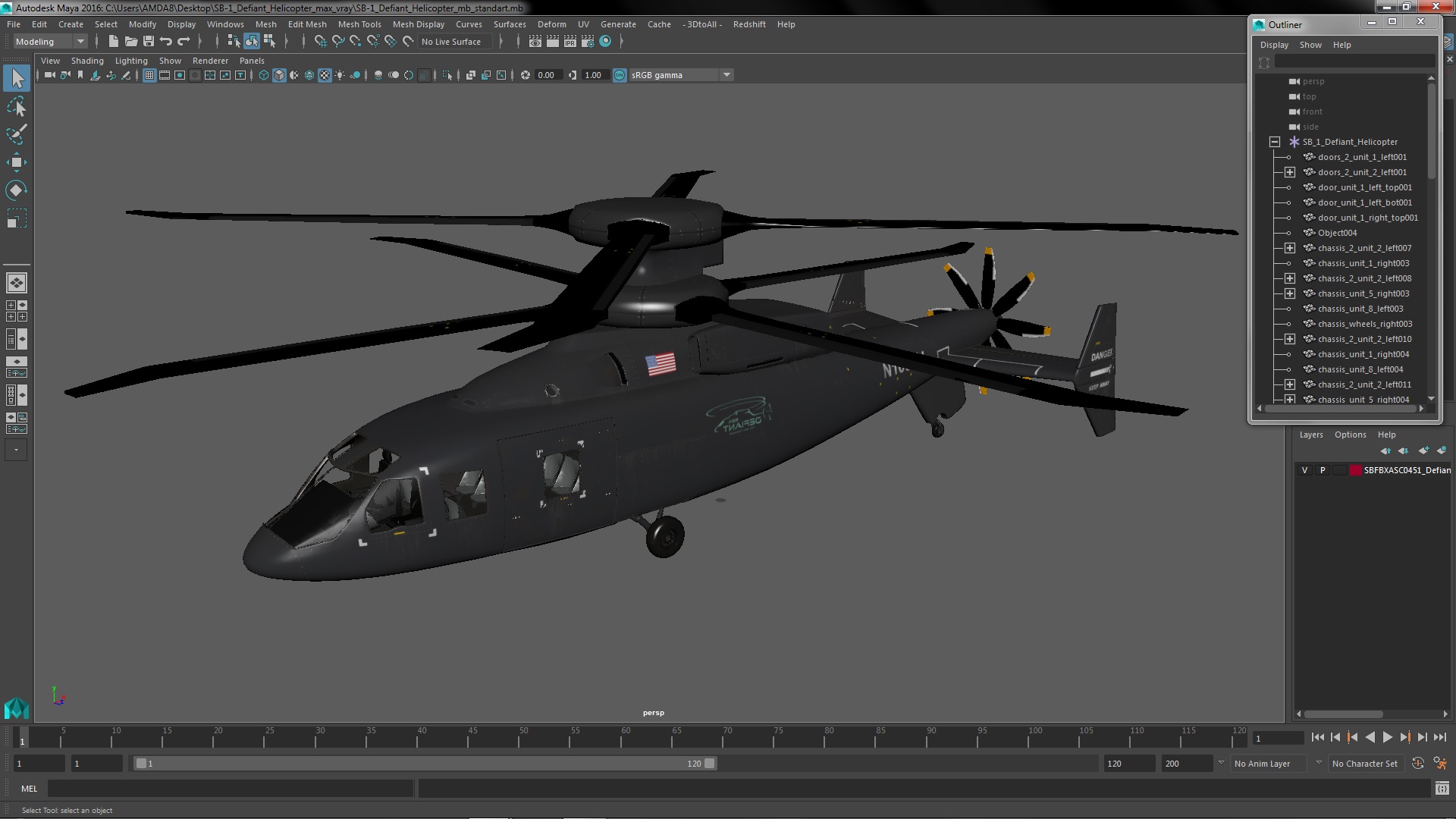 3D SB-1 Defiant Helicopter model