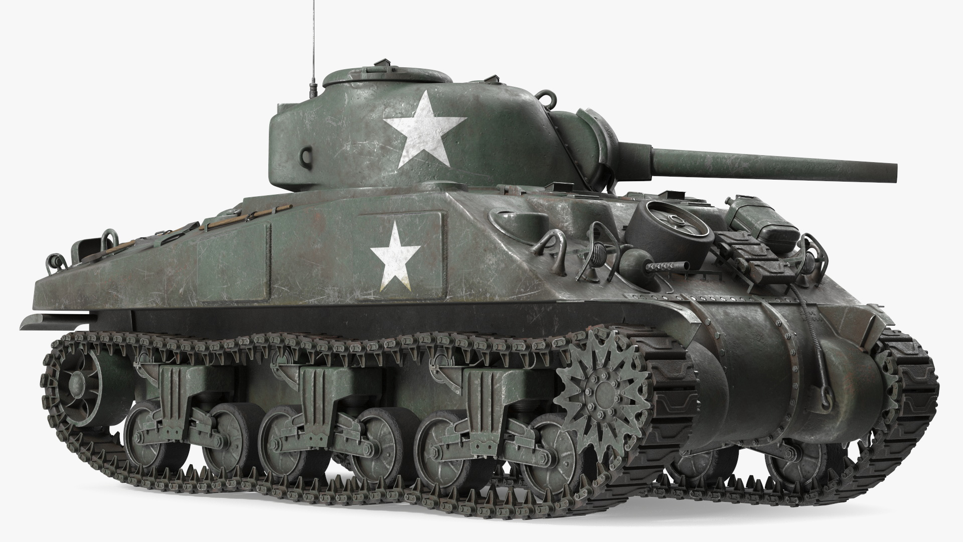 3D Combat M4 Sherman Tank Rigged for Maya model