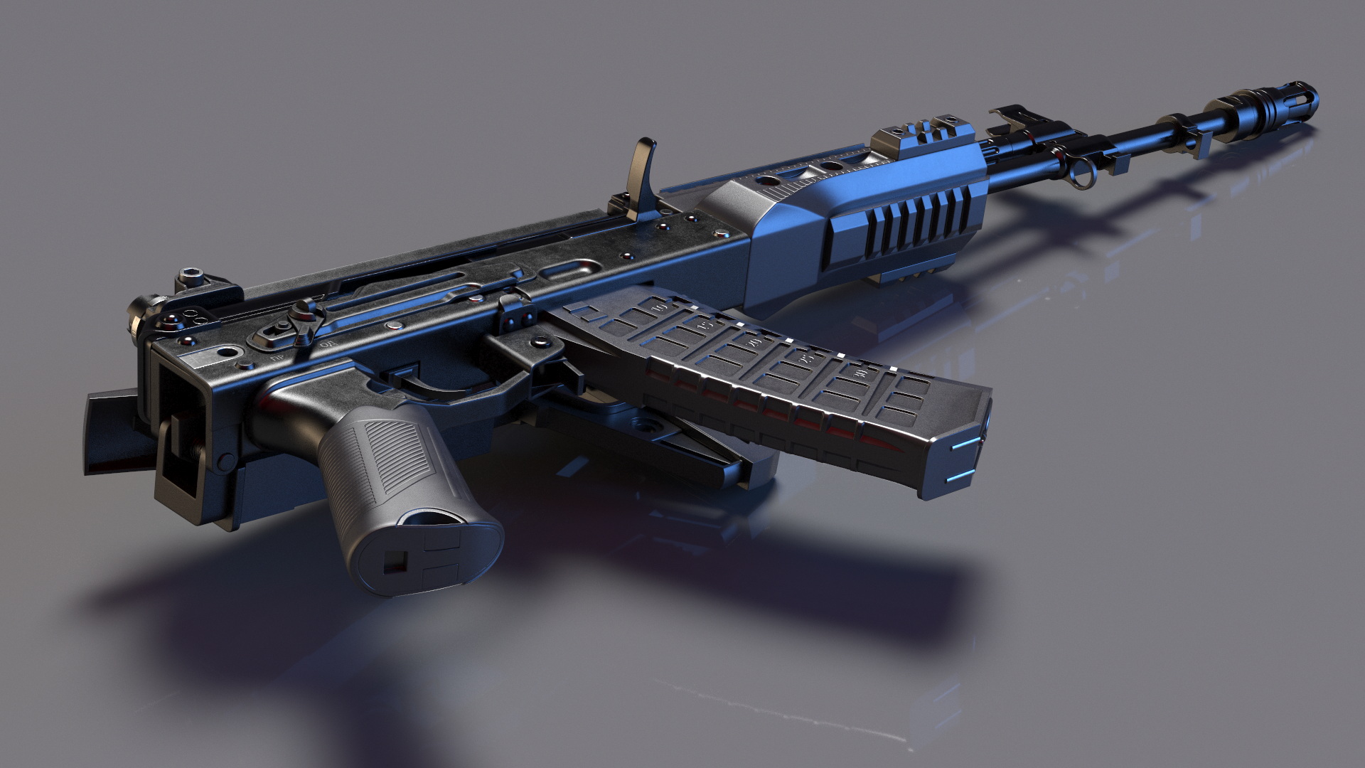 3D New AK-12 Automatic Rifle with Folded Stock model