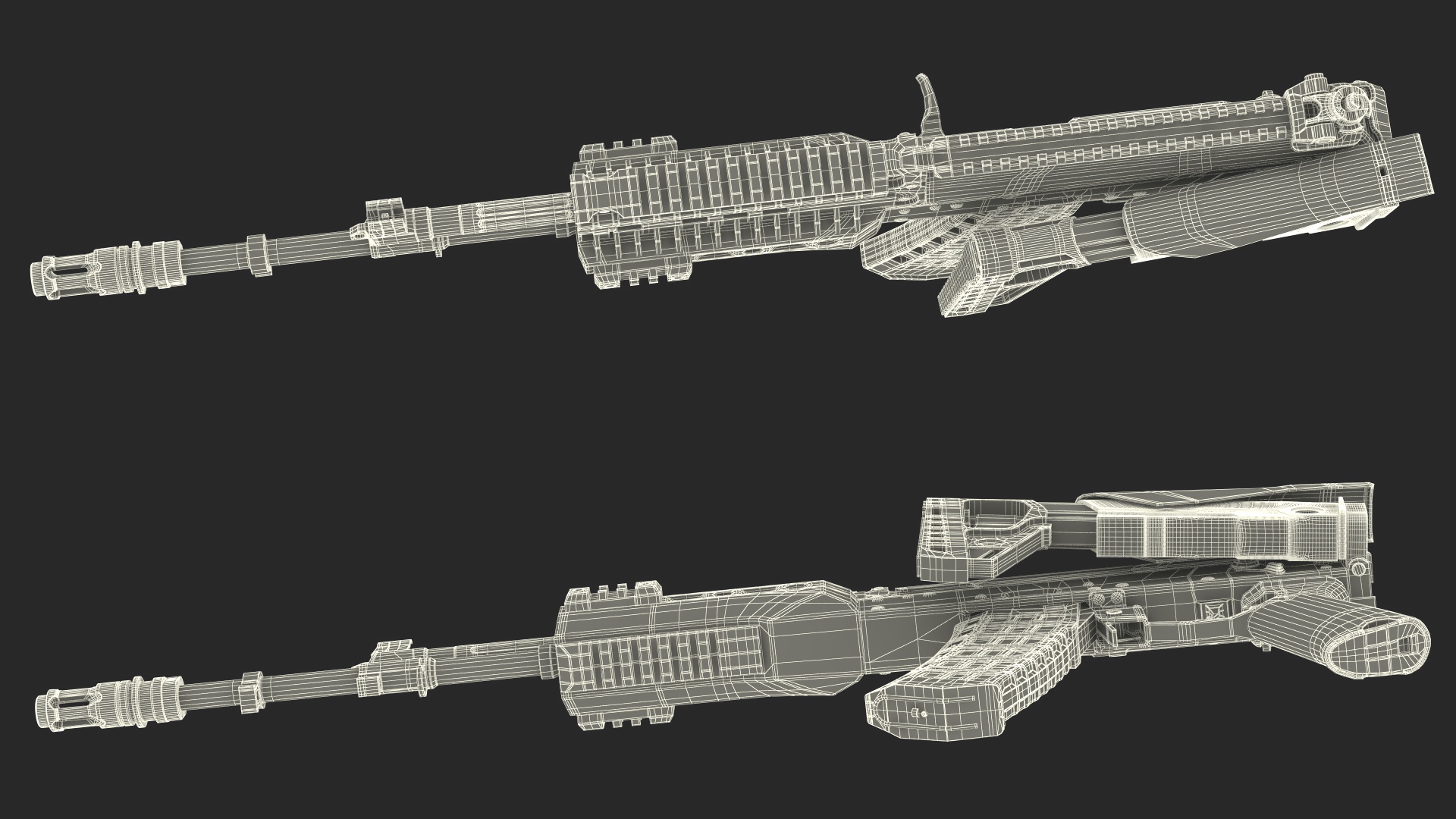 3D New AK-12 Automatic Rifle with Folded Stock model