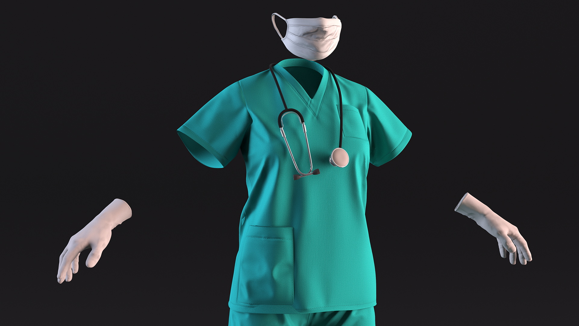 3D Green Medical Female Uniform model