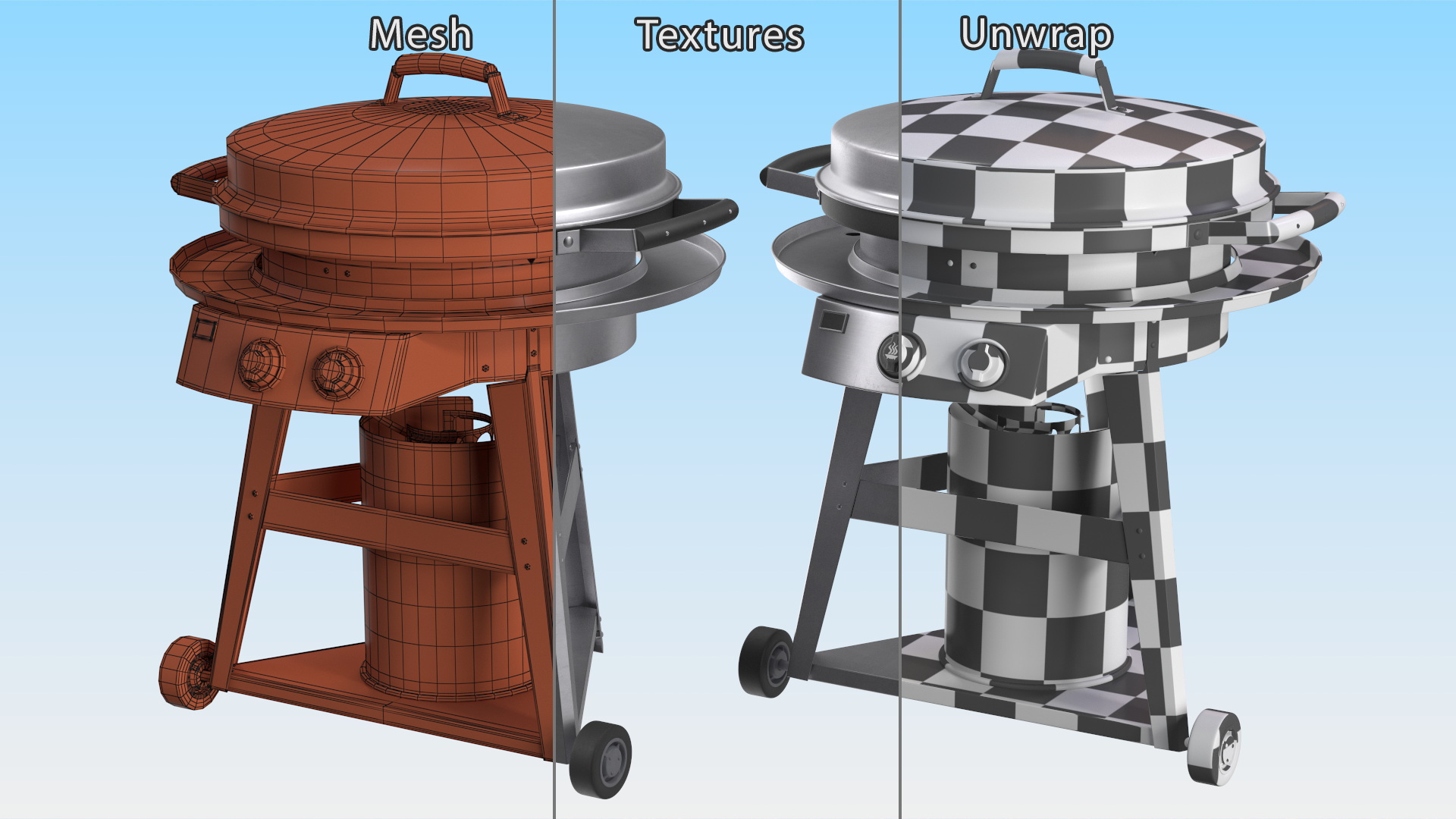 3D Professional Wheeled Cart Griddle model