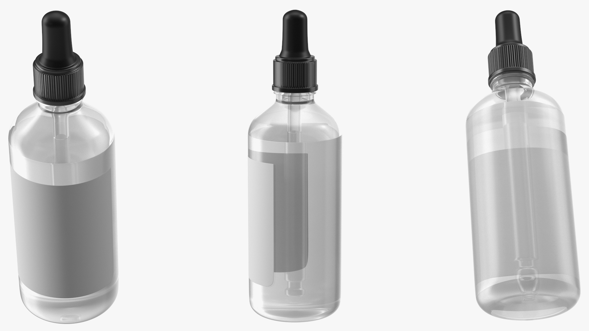 3D Clear Glass Dropper Bottles Set