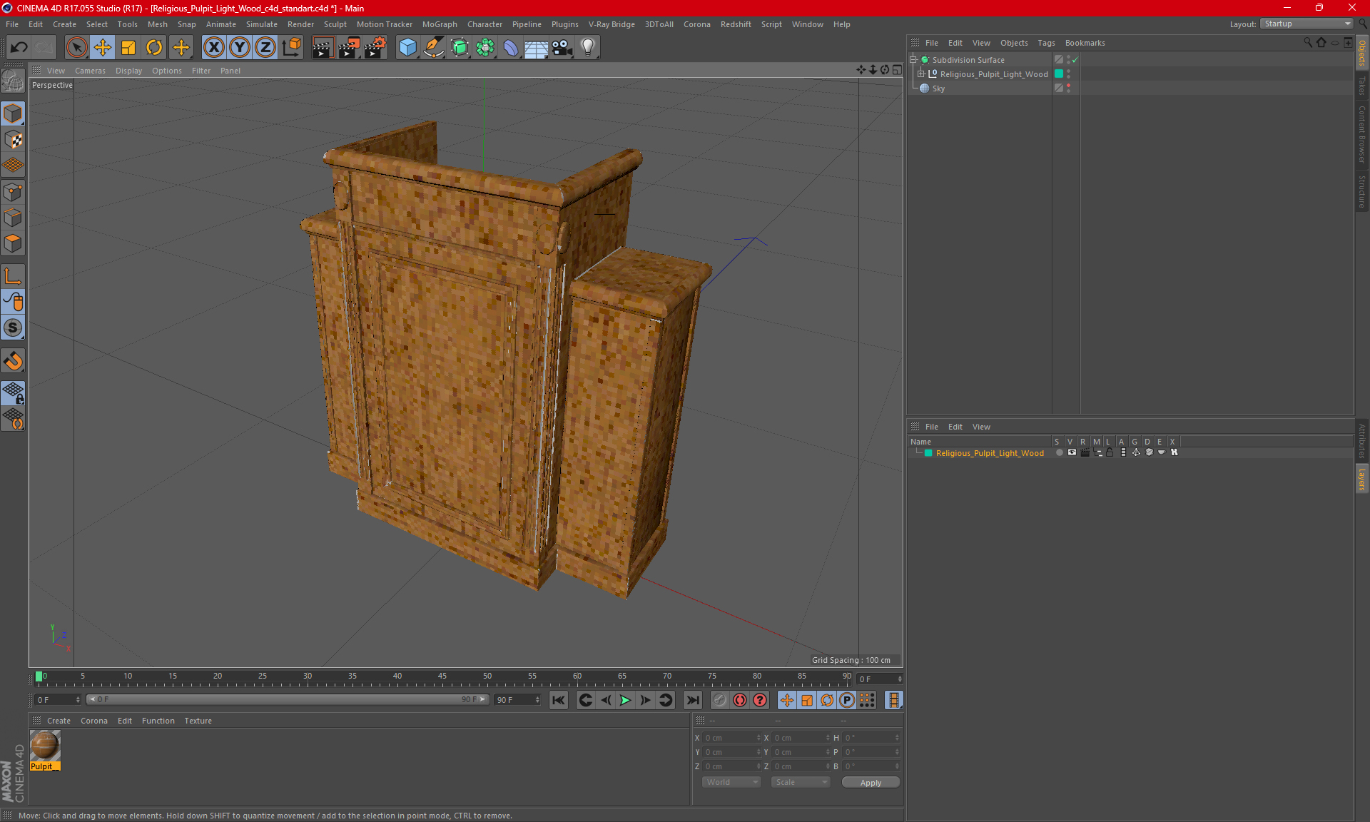 Religious Pulpit Light Wood 3D