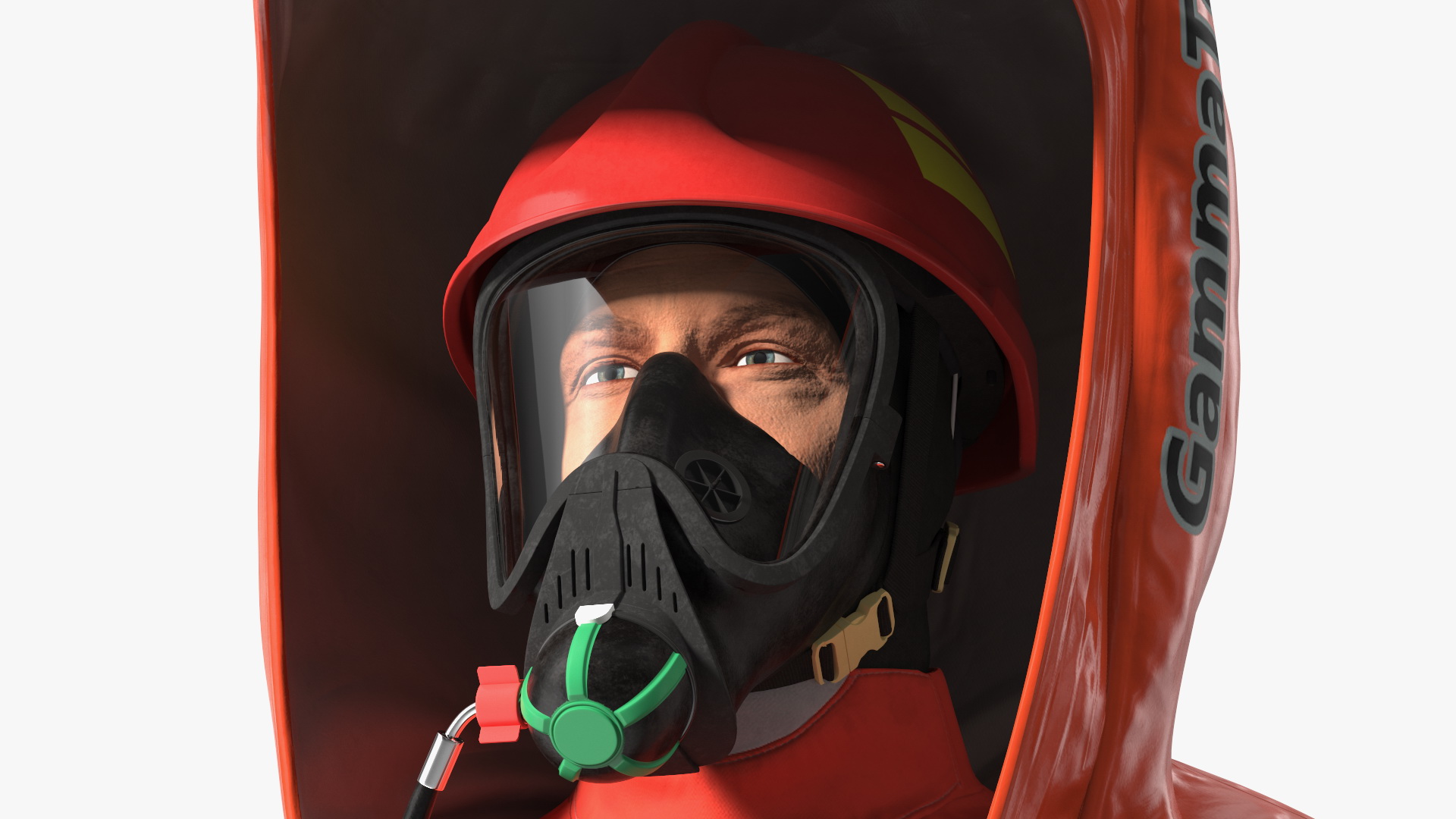 Heavy Duty Chemical Protective Suit Neutral Pose Red 3D